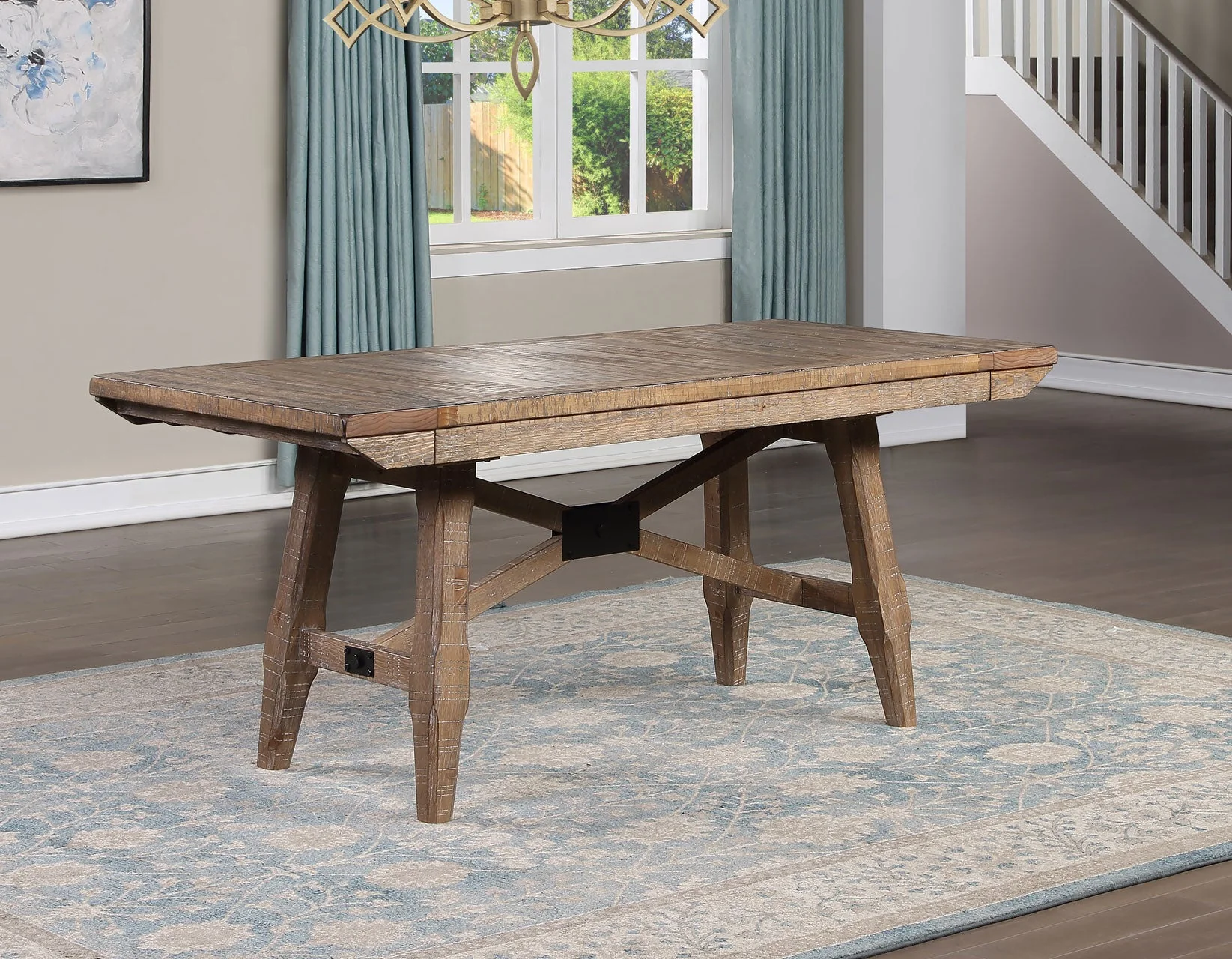 Riverdale Beige/Driftwood Trestle Dining Room Set - Image 2