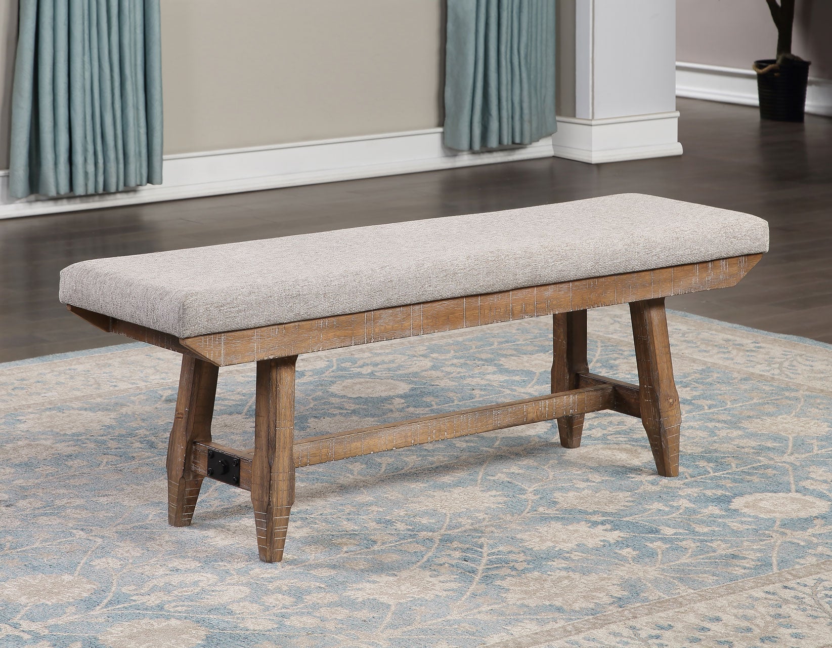 Riverdale Beige/Driftwood Trestle Dining Room Set - Image 5