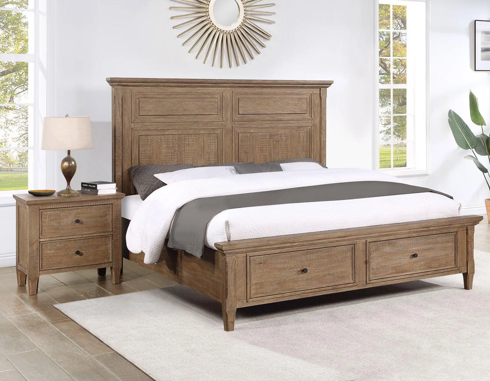 Riverdale Driftwood 4-Piece King Storage Platform Bedroom Set - Image 13
