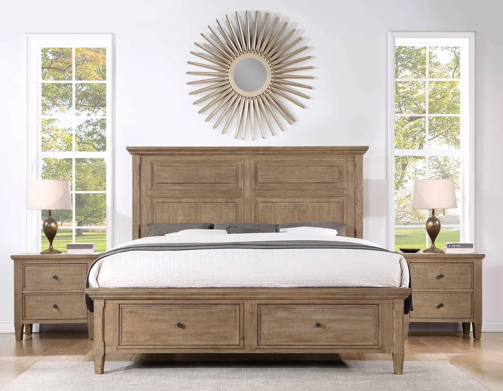 Riverdale Driftwood 4-Piece King Storage Platform Bedroom Set - Image 2