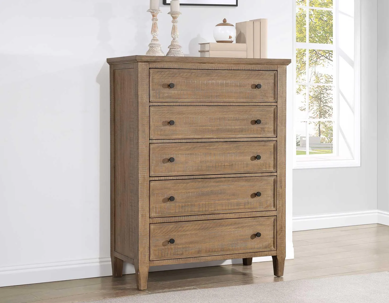 Riverdale Driftwood 4-Piece King Storage Platform Bedroom Set - Image 20