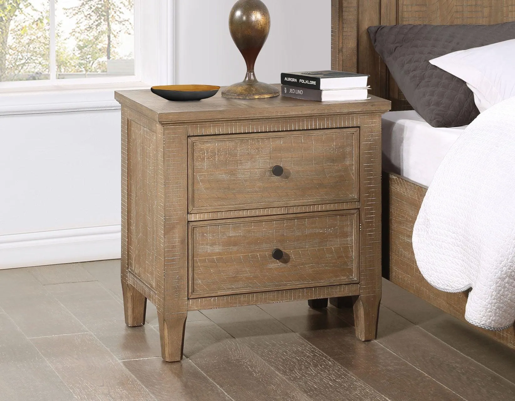 Riverdale Driftwood 4-Piece King Storage Platform Bedroom Set - Image 27
