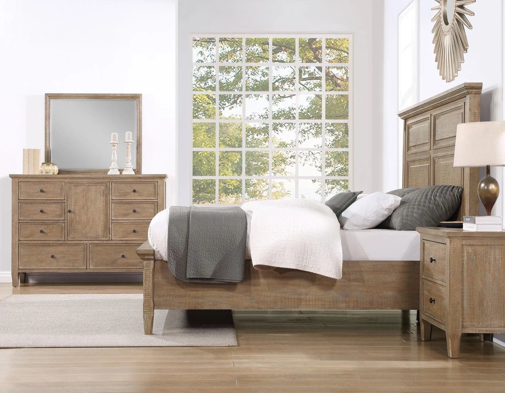 Riverdale Driftwood 4-Piece King Storage Platform Bedroom Set - Image 3