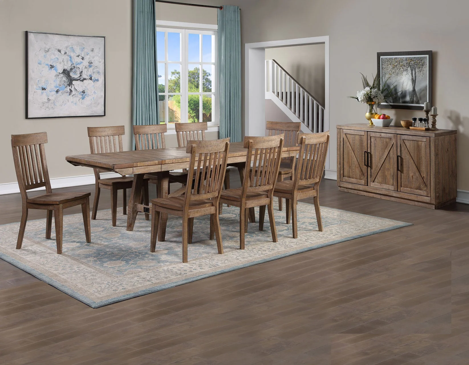Riverdale Driftwood Trestle Dining Room Set - Image 9