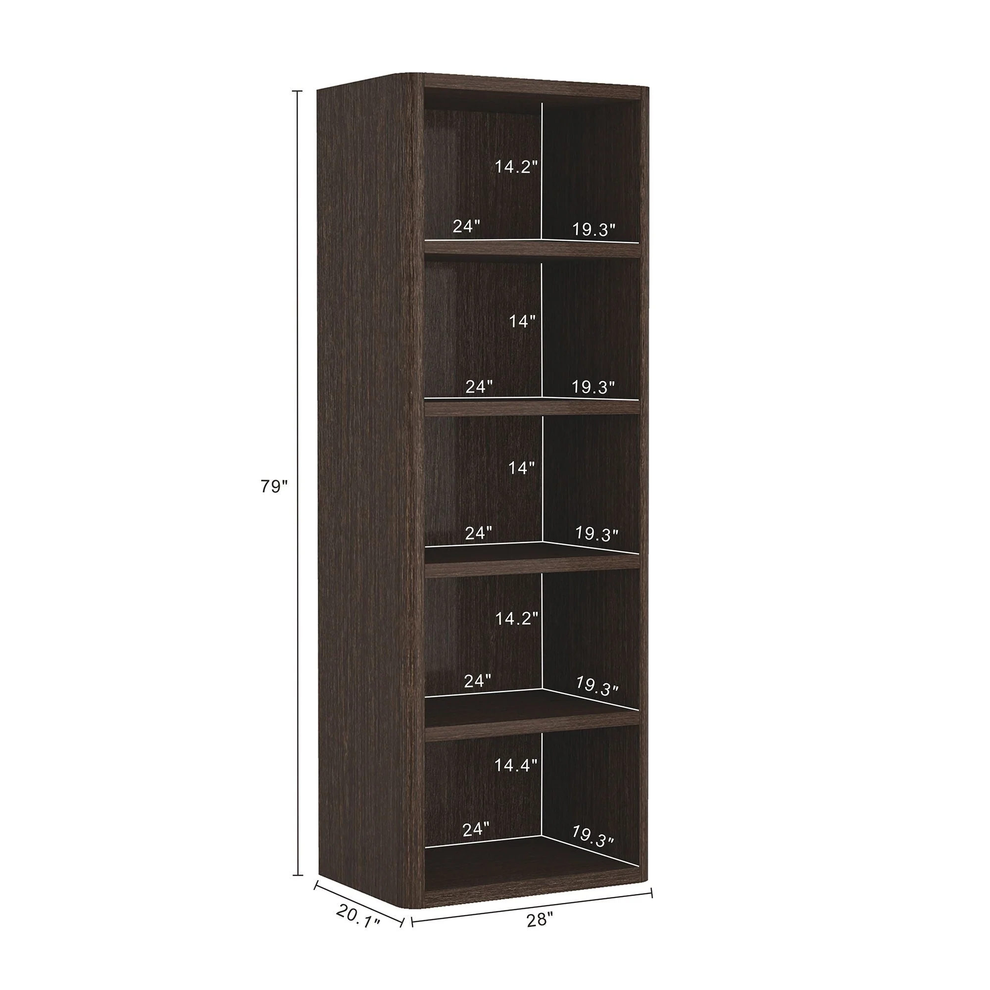 Rivington Dark Walnut 28" Open Bookcase - Image 5