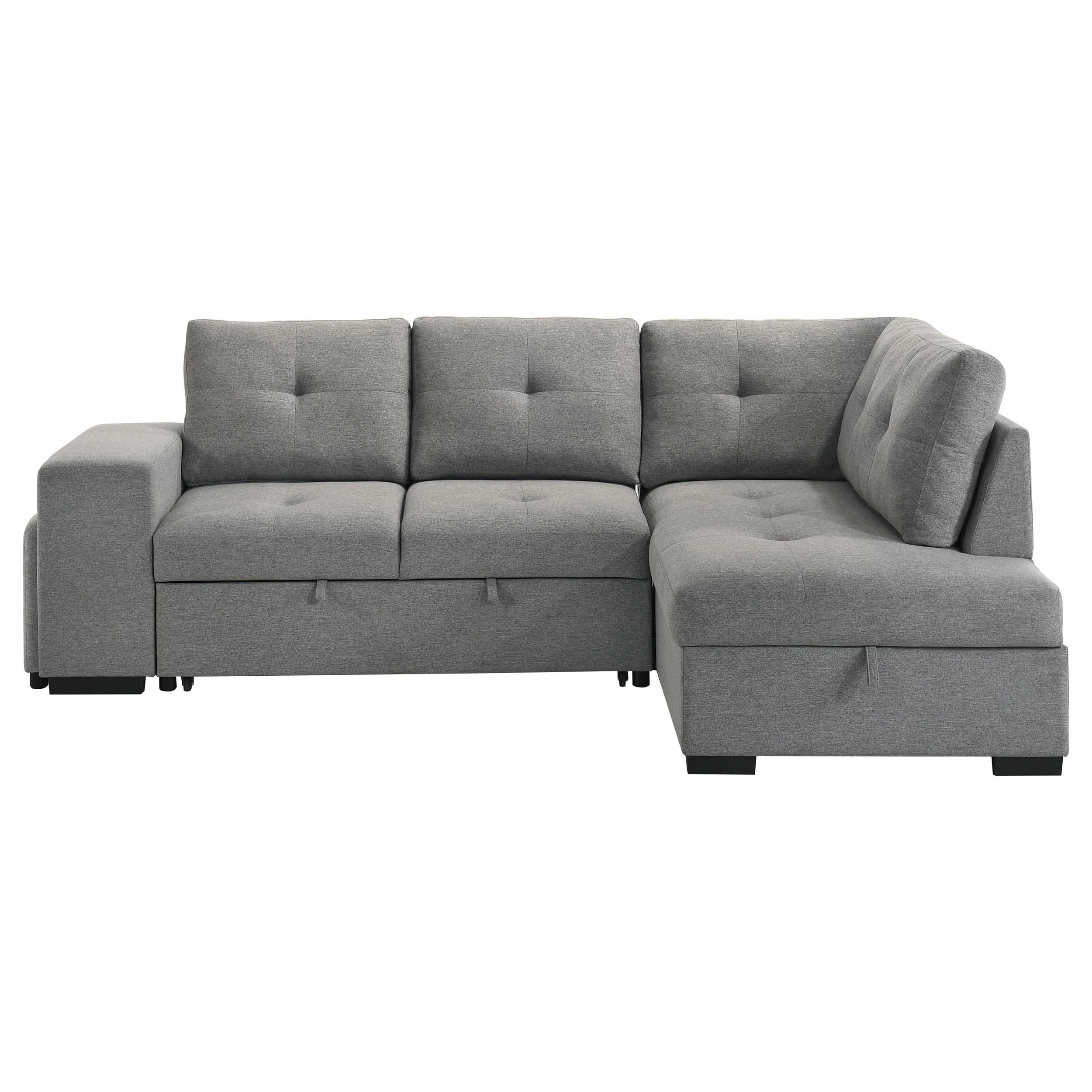 Roanne Grey Fabric Upholstered Sleeper Sectional Sofa - Image 9