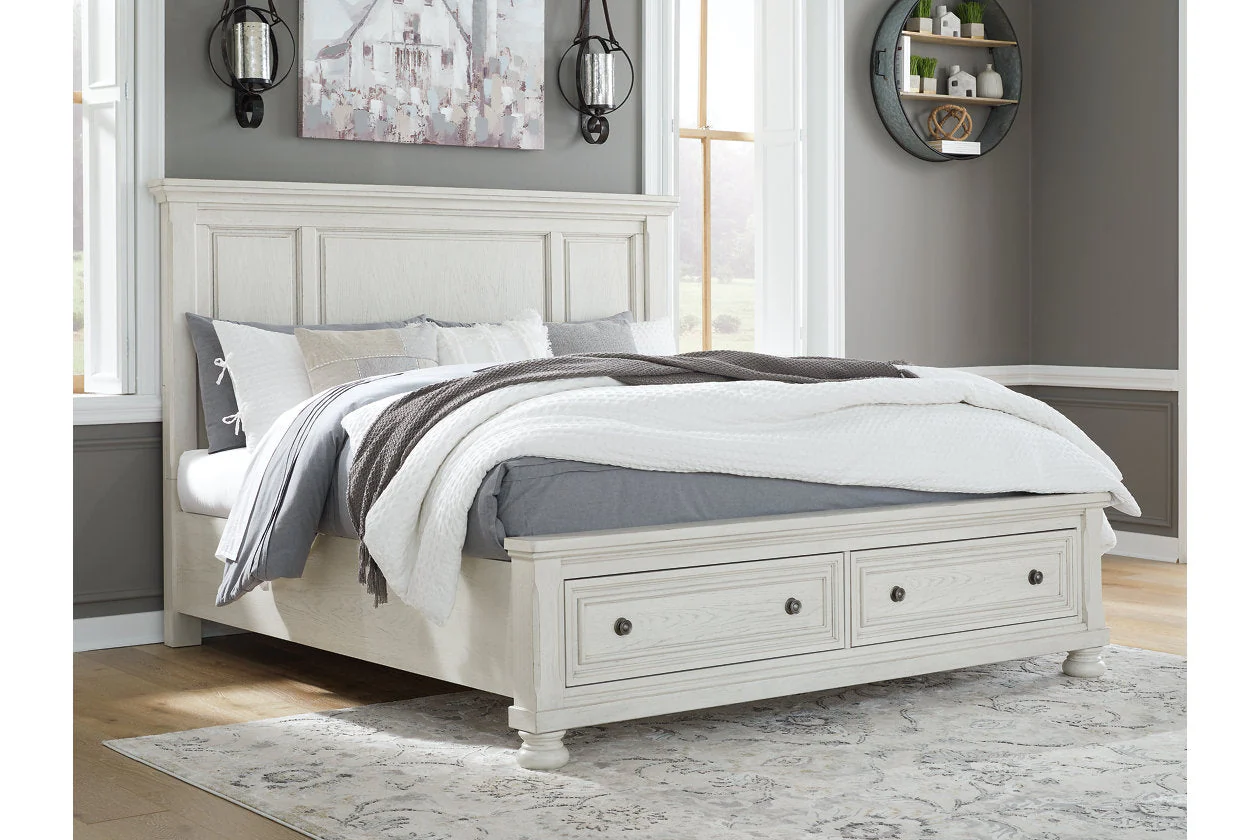Robbinsdale Antique White King Storage Platform Bed - Image 2