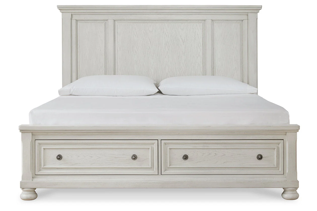 Robbinsdale Antique White King Storage Platform Bed - Image 4
