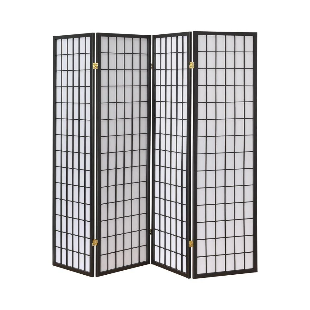 Roberto Dark Gray/White 4-Panel Folding Screen - Image 2