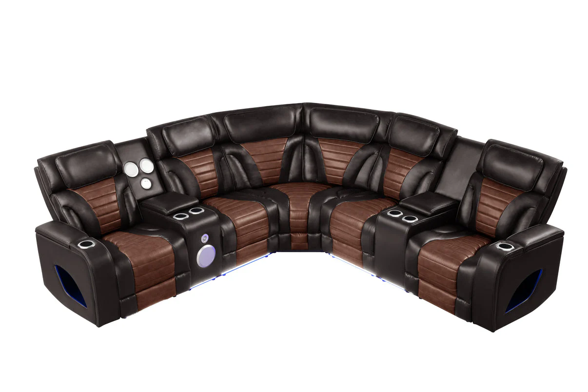 Robin Brown Leather Power Reclining Sectional [Special Price] - Image 6