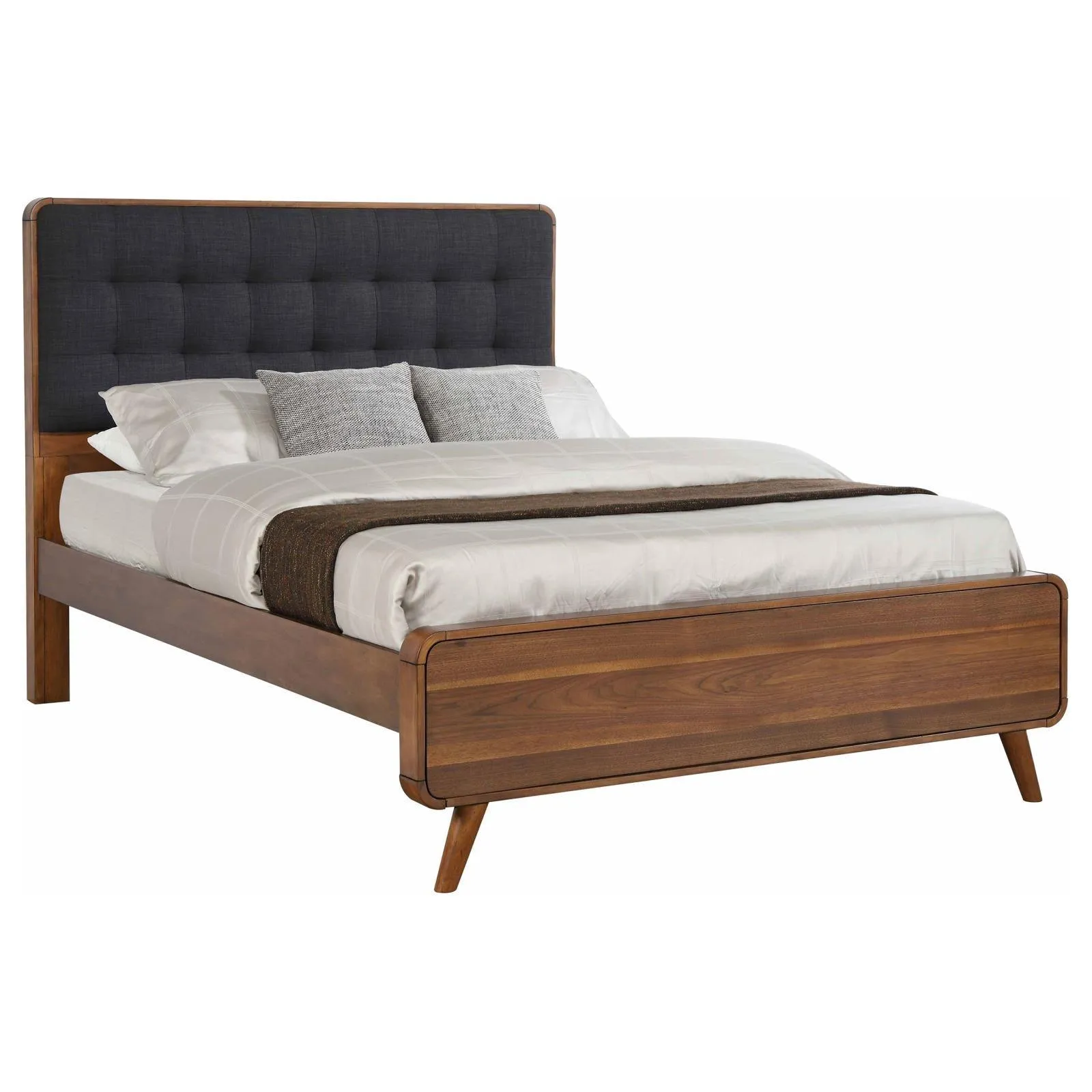 Robyn California King Bed with Upholstered Headboard Dark Walnut - Image 3