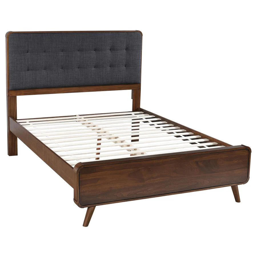 Robyn Dark Walnut 4-Piece Queen Bedroom Set with Upholstered Tufted Headboard - Image 3