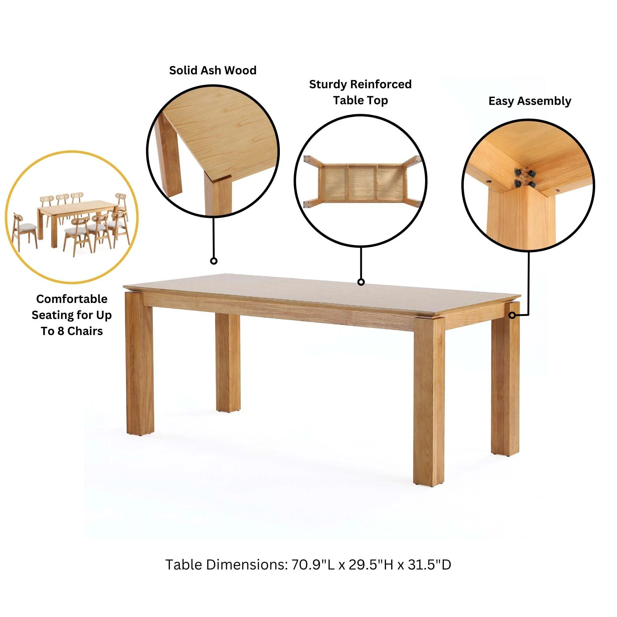 Rockaway 70.86 Dining Table in Nature - Image 4
