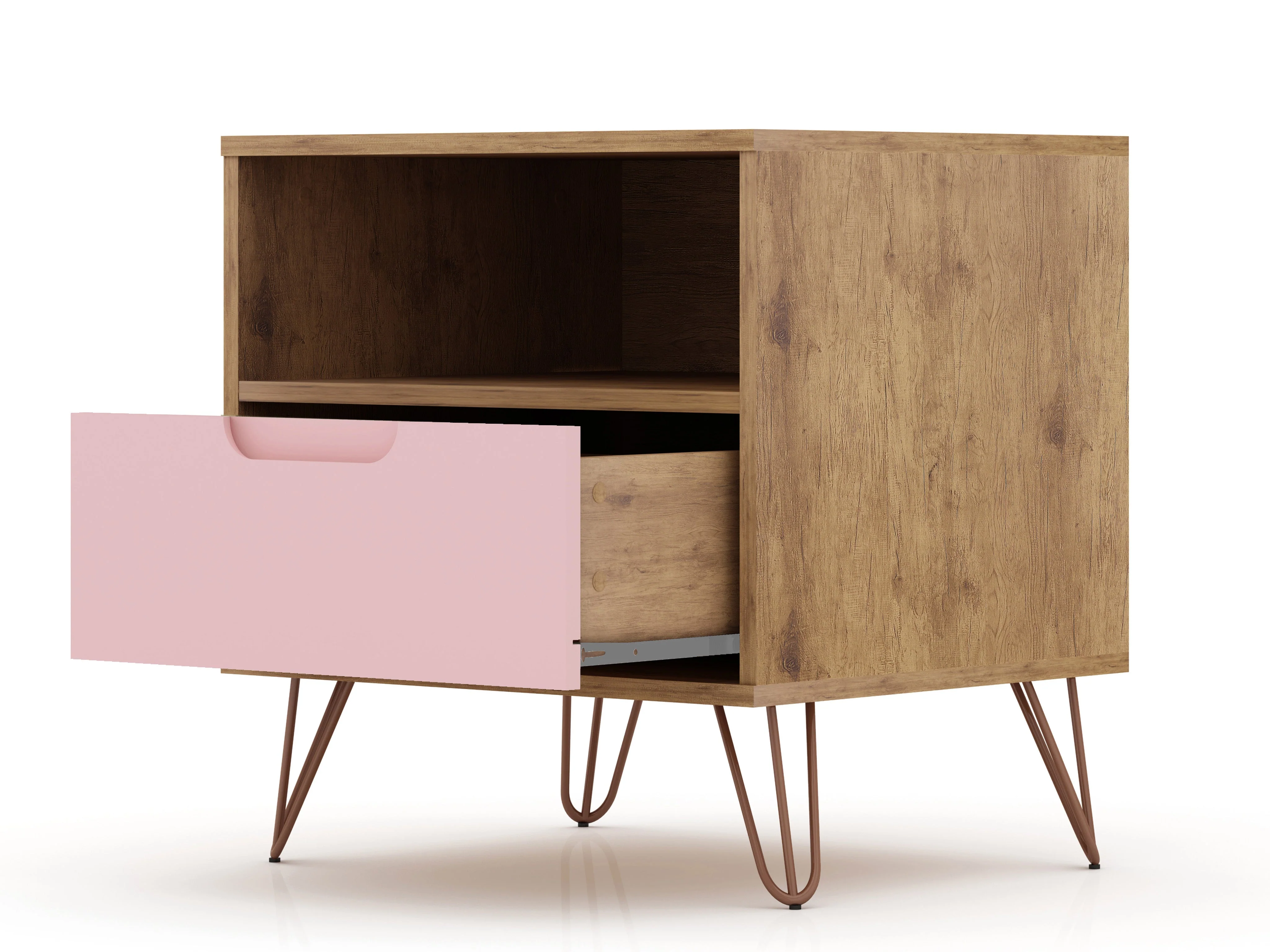 Rockefeller 1.0 Nightstand in Nature and Rose Pink - Image 4