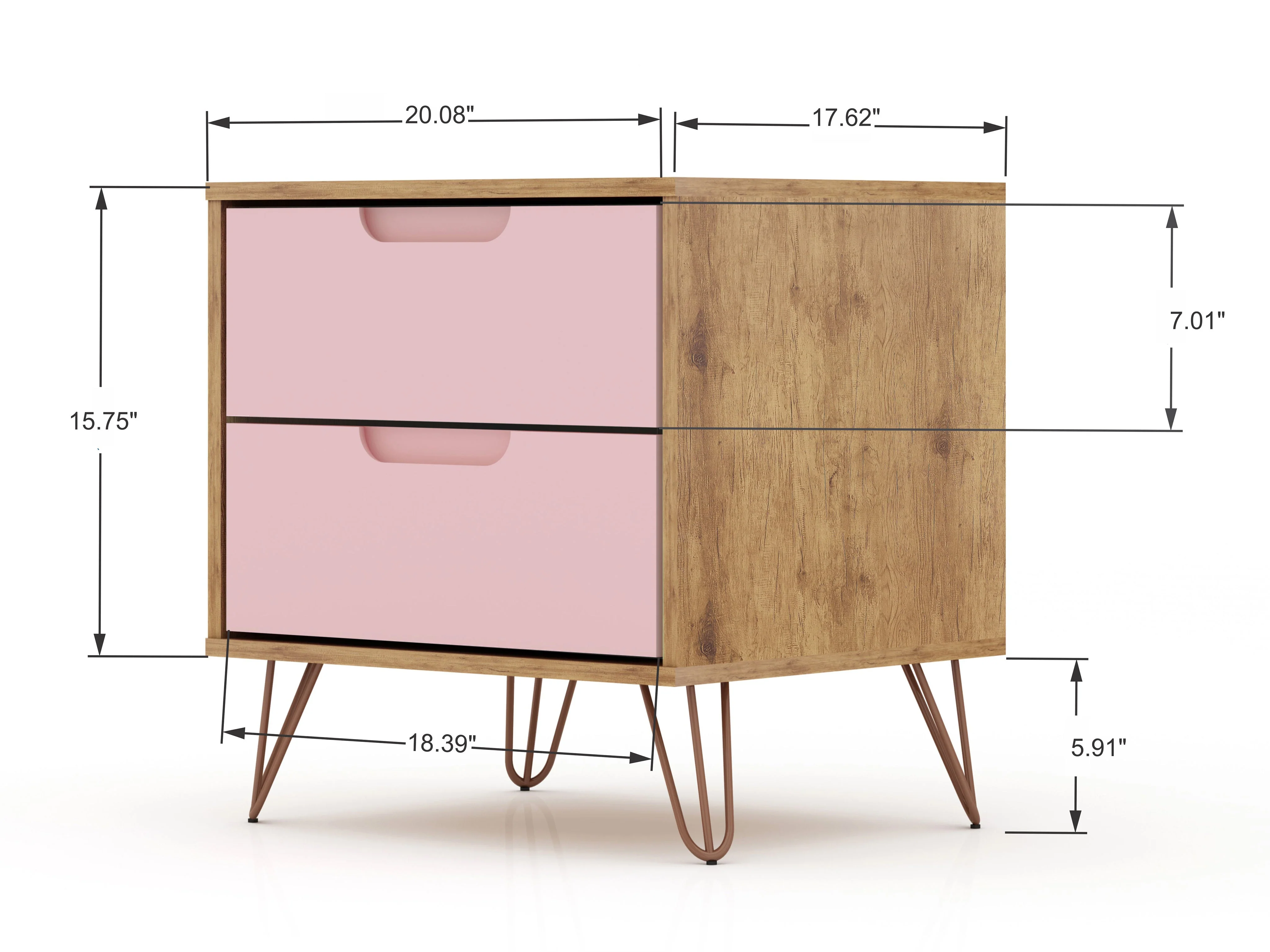 Rockefeller 2.0 Nightstand in Nature and Rose Pink - Image 3