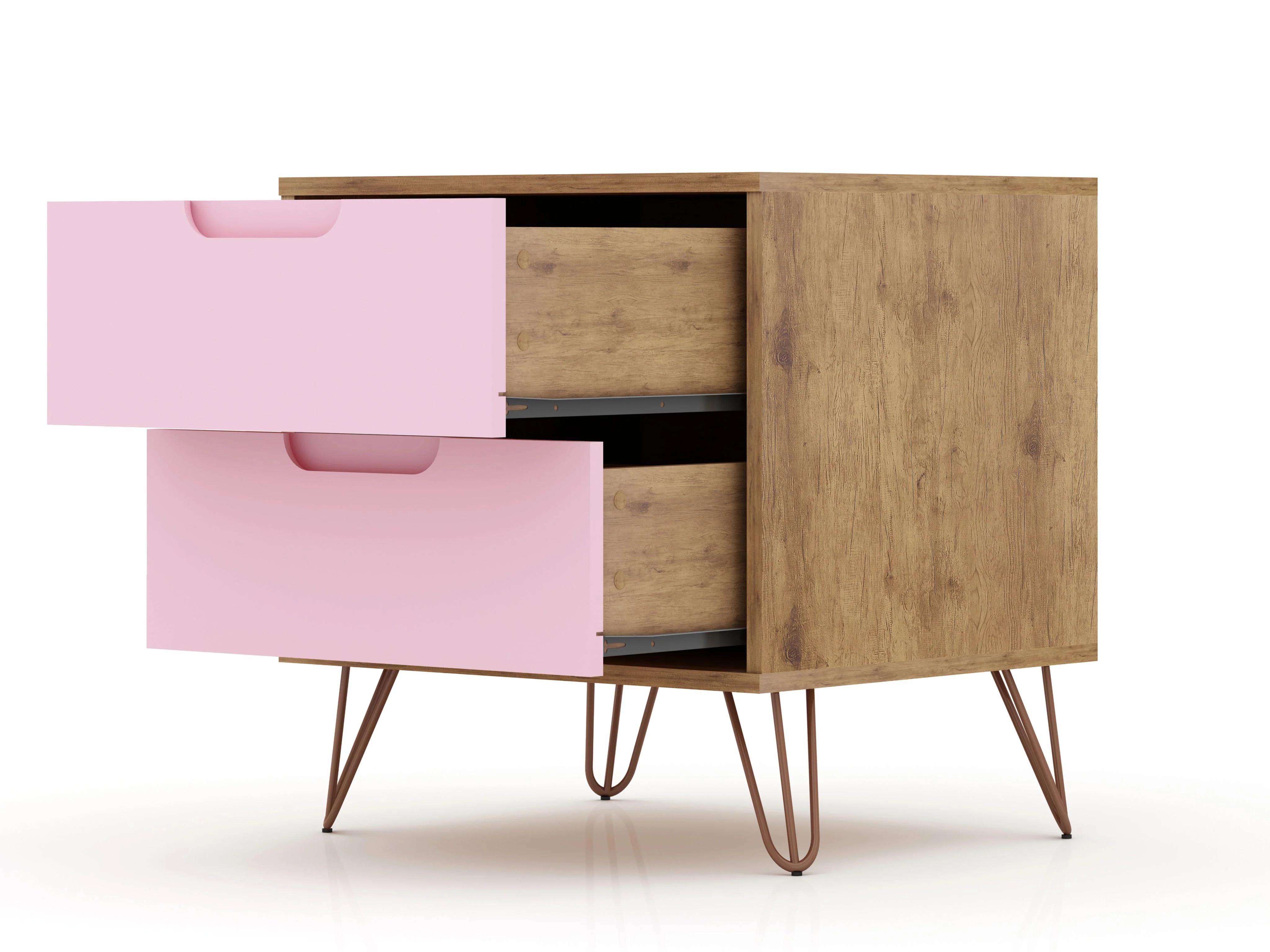 Rockefeller 2.0 Nightstand in Nature and Rose Pink - Image 4
