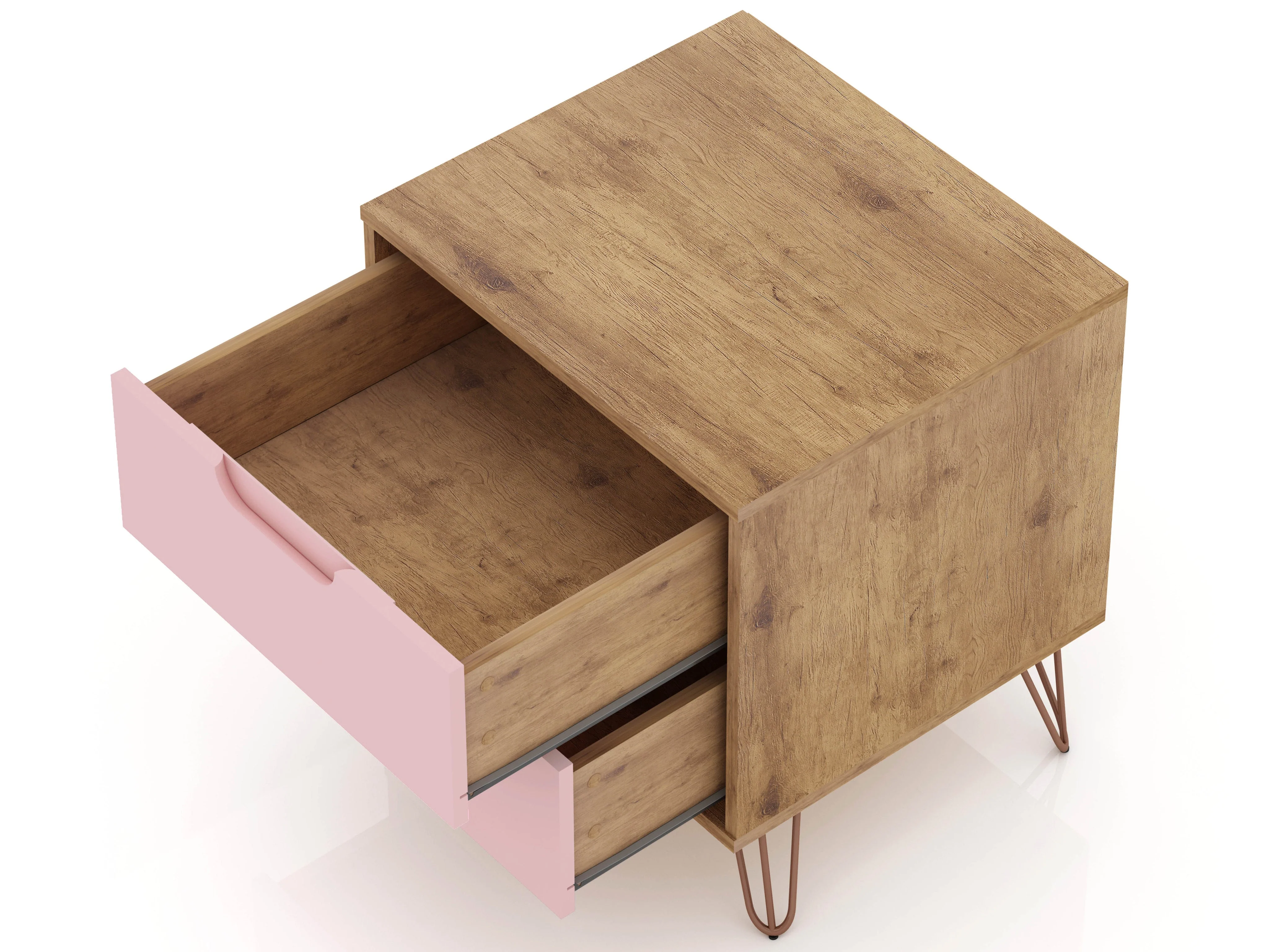 Rockefeller Dresser and Nightstand Set in Nature and Rose Pink - Image 10