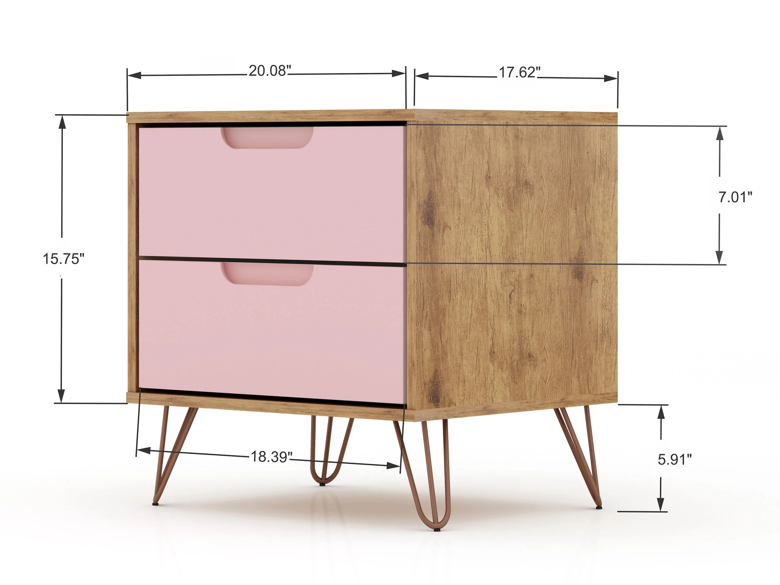 Rockefeller Dresser and Nightstand Set in Nature and Rose Pink - Image 8