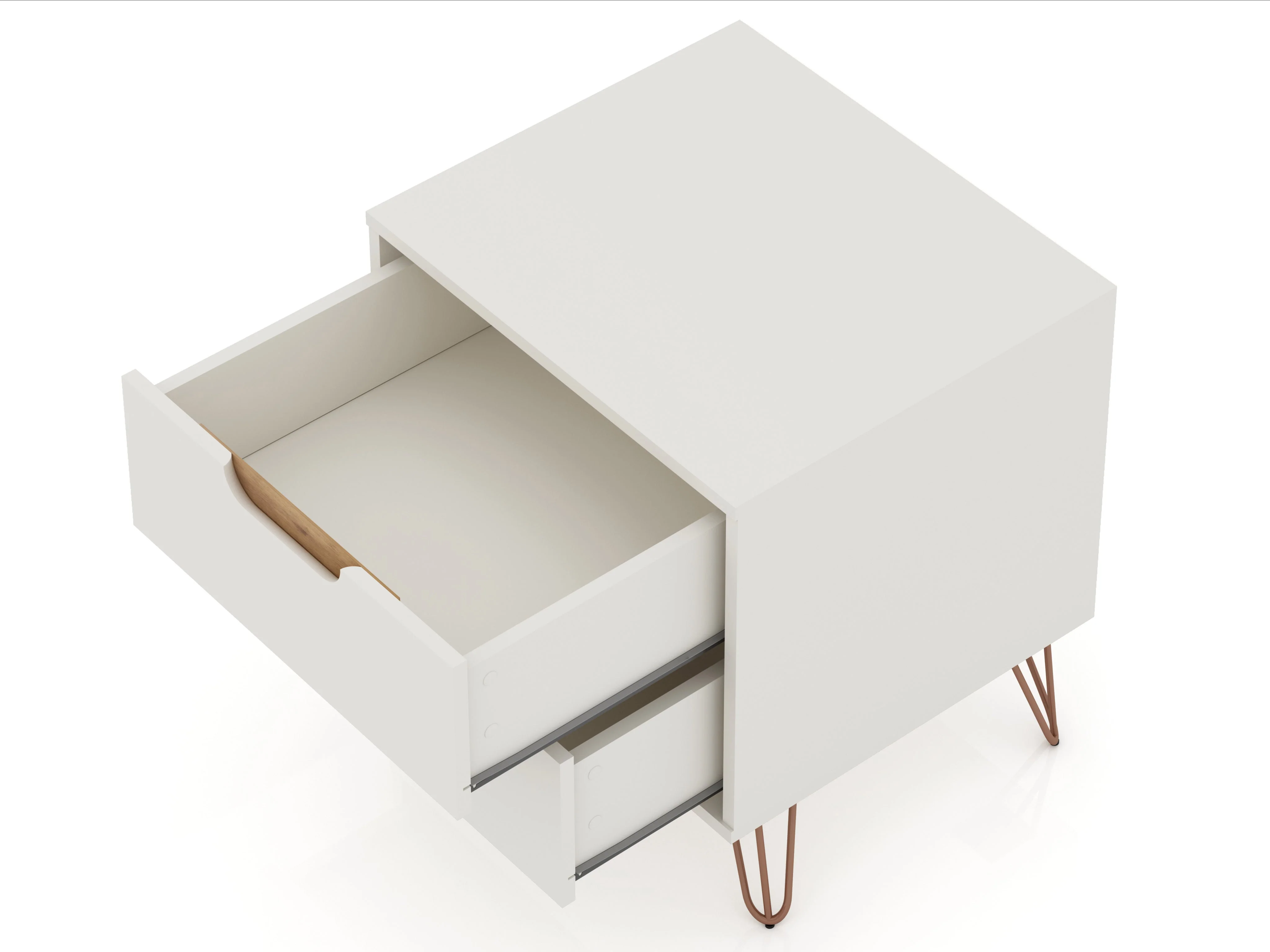 Rockefeller Dresser and Nightstand Set in Off White and Nature - Image 10