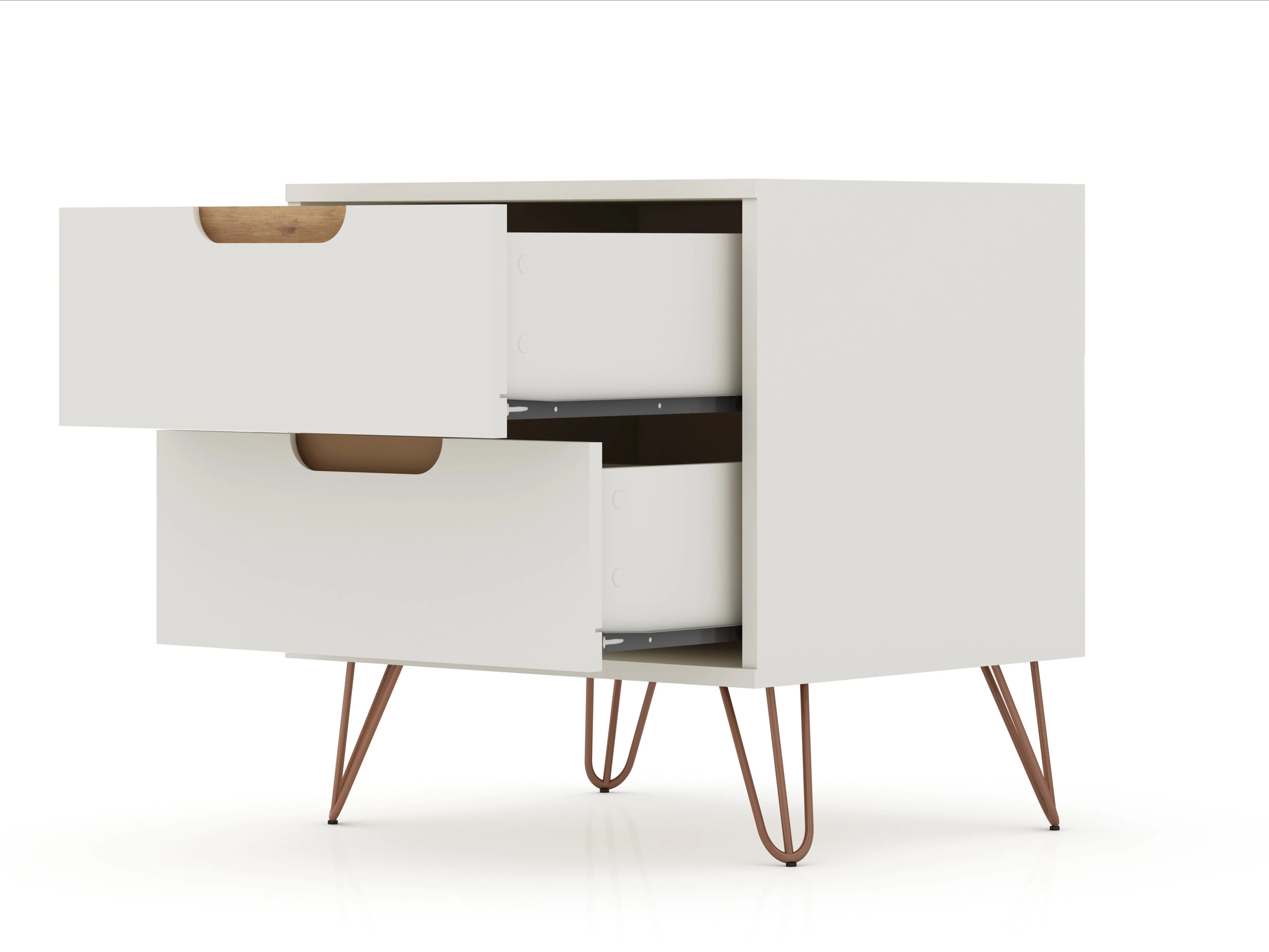 Rockefeller Dresser and Nightstand Set in Off White and Nature - Image 9