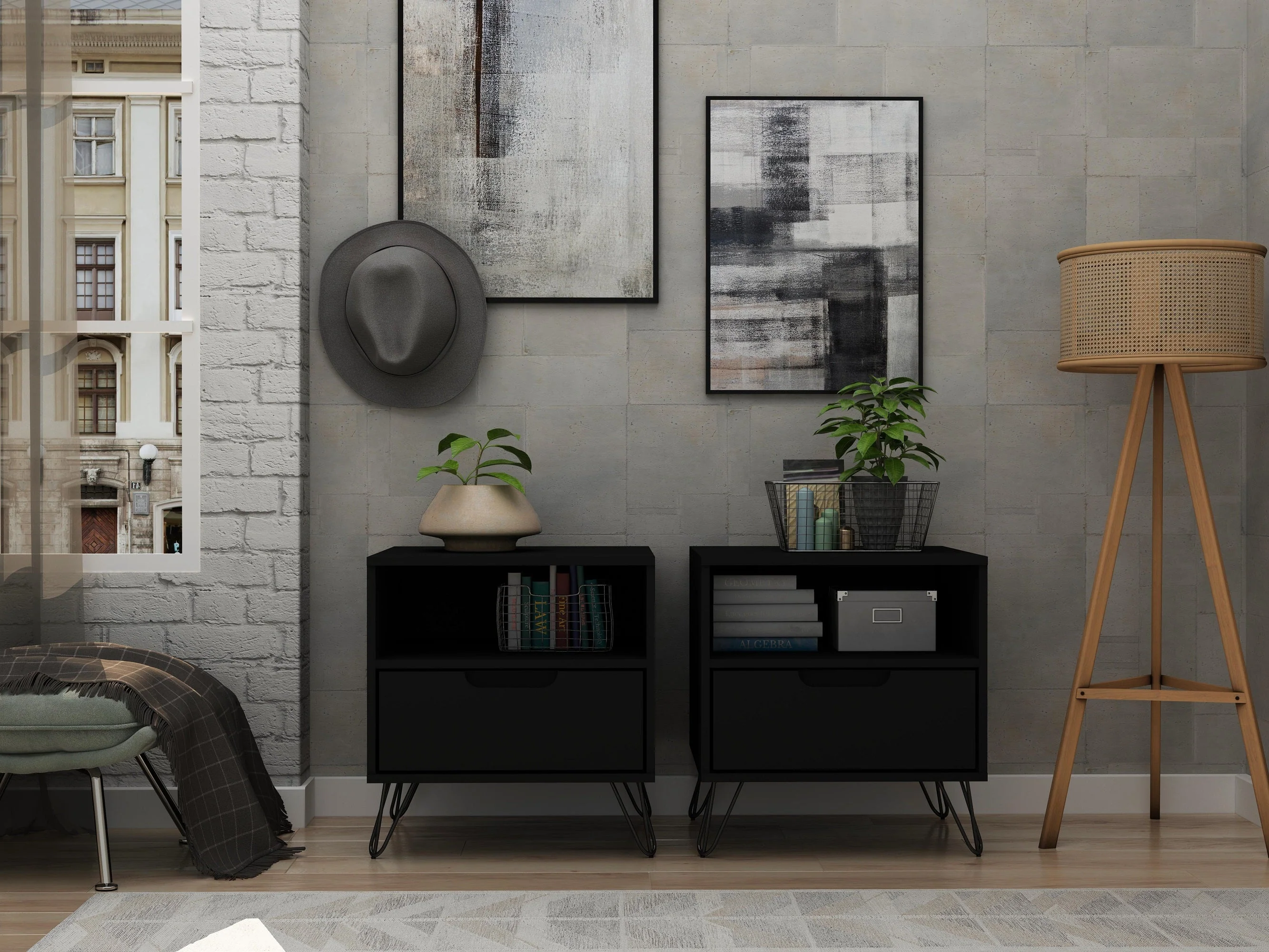 Rockefeller Nightstand 1.0 in Black (set of 2) - Image 2
