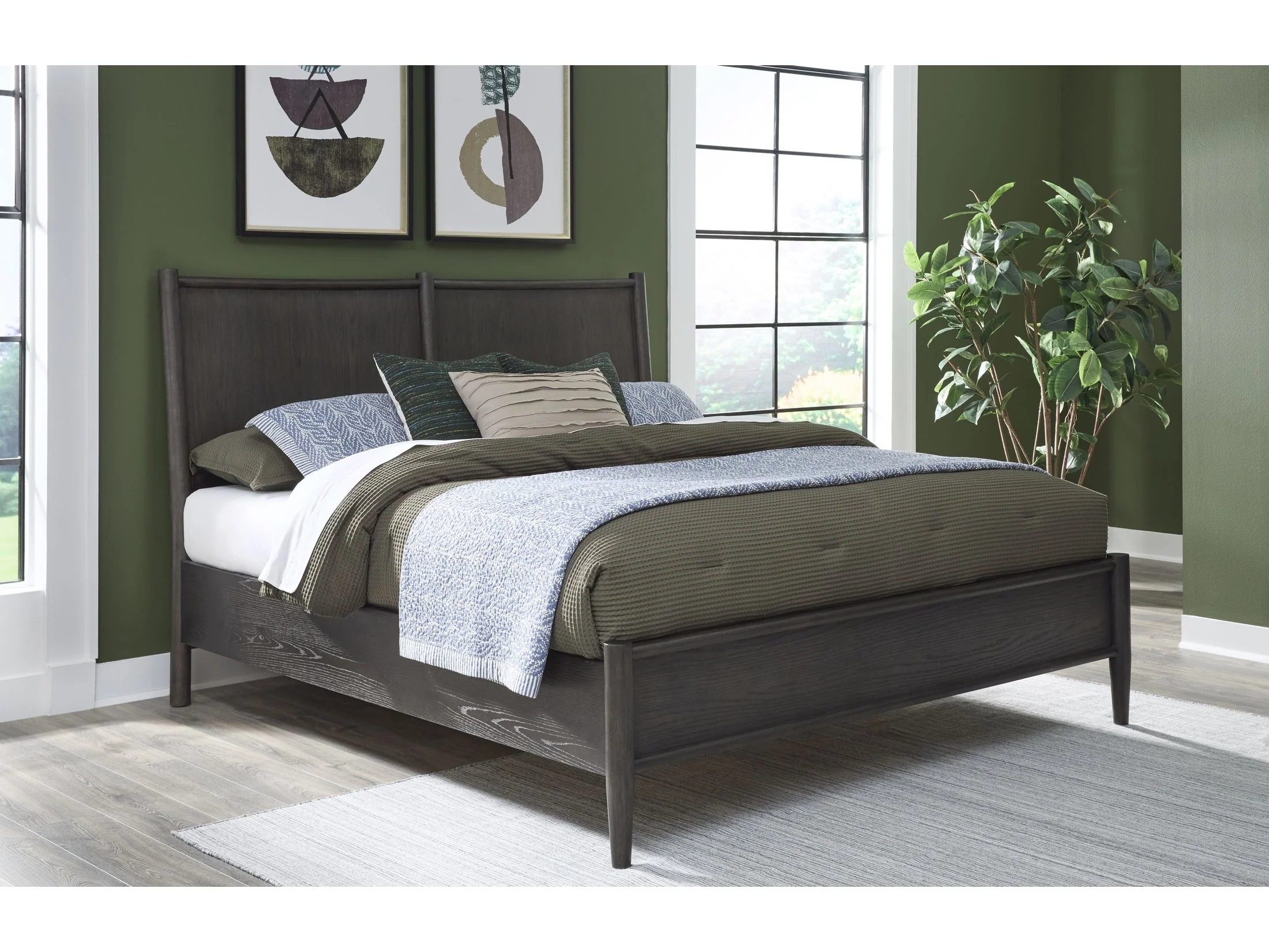Rockport Oak Wood Queen Platform Bed in Yin