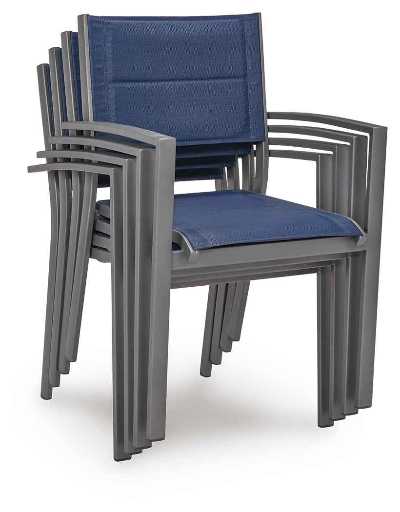 Rocky Creek Blue/Gray Outdoor Sling Arm Chair (Set of 4) - Image 3