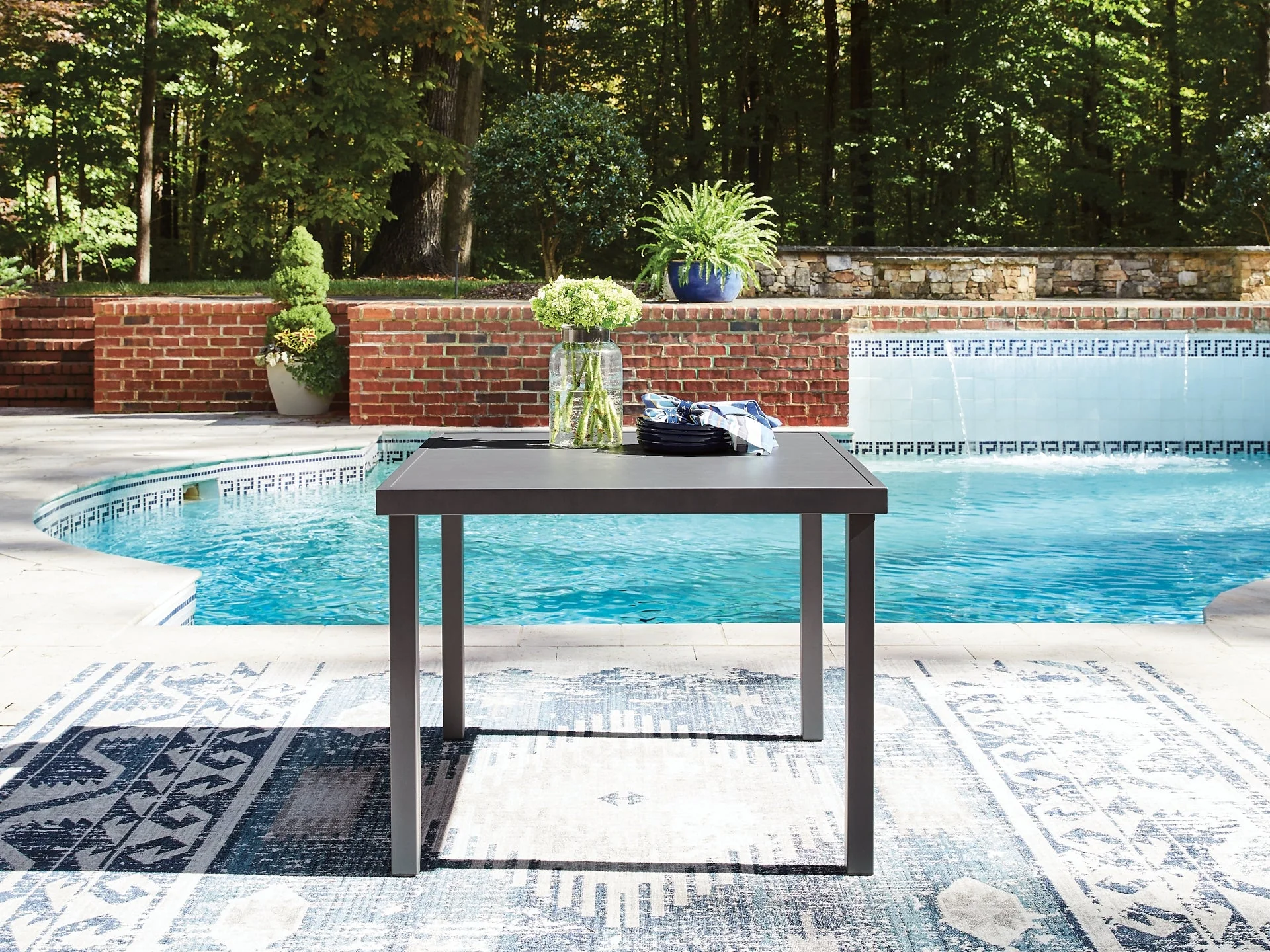 Rocky Creek Gray Square Dining Table w/UMB OPT