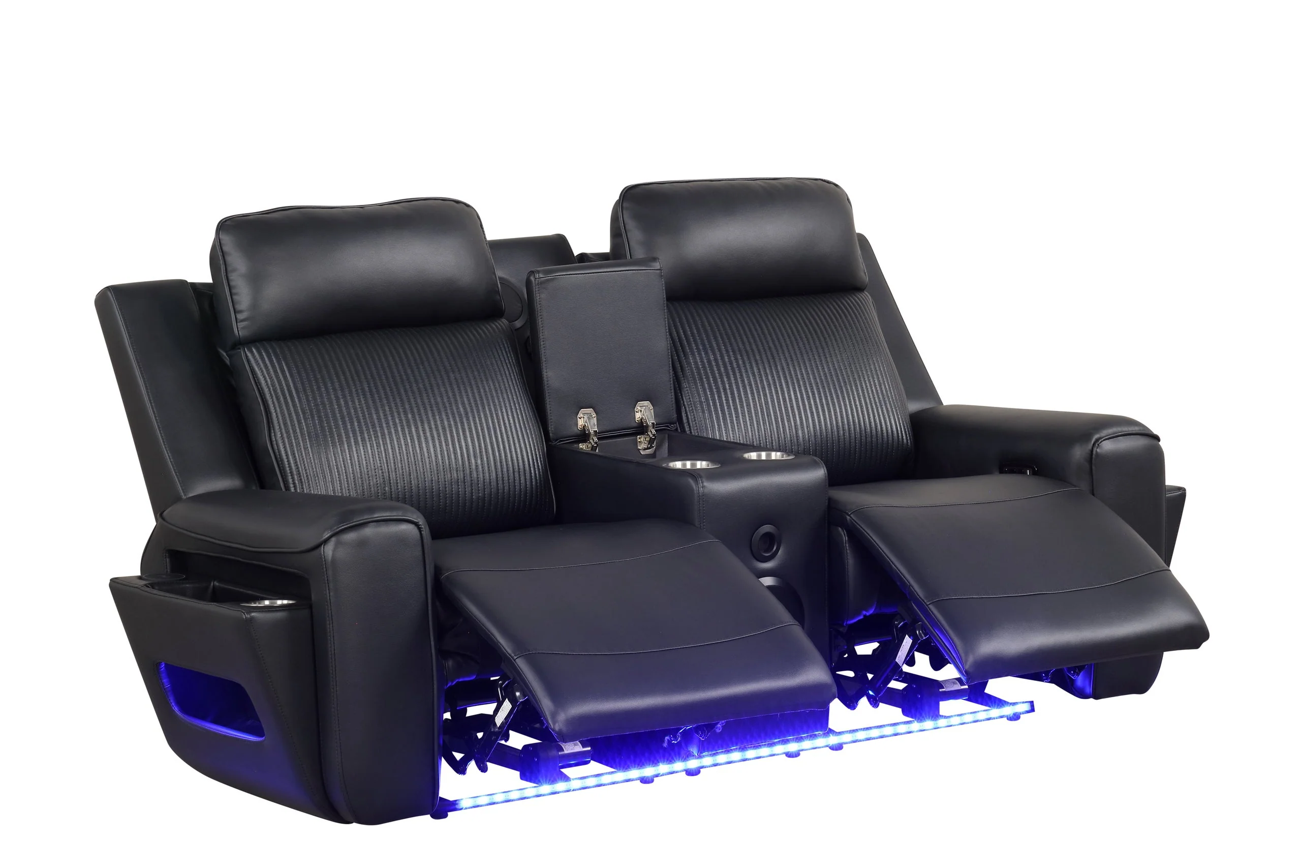 Rolls Royce Black 3-Piece Reclining Living Room Set - Image 4