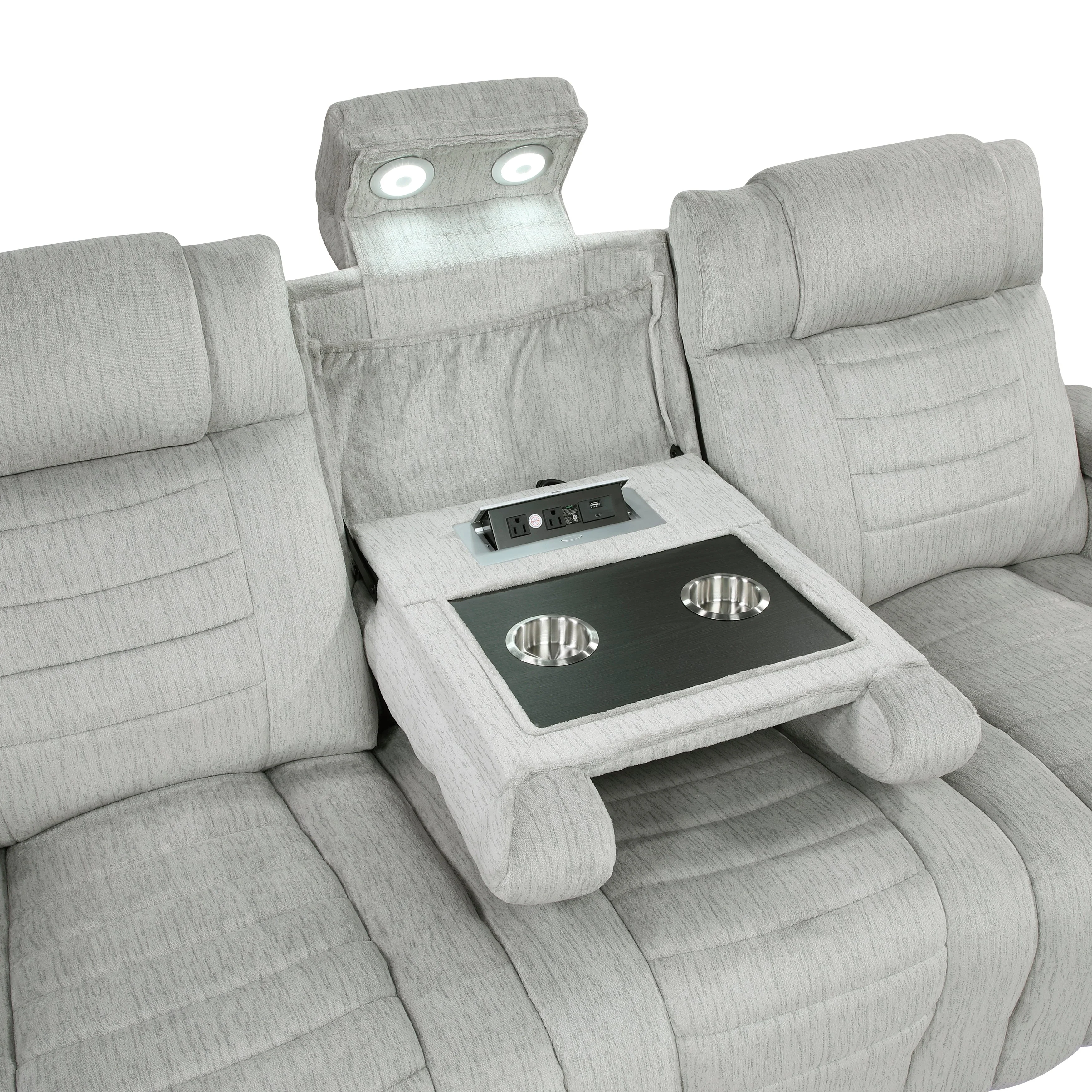 Ronan Light Gray Double Reclining Sofa - Image 8