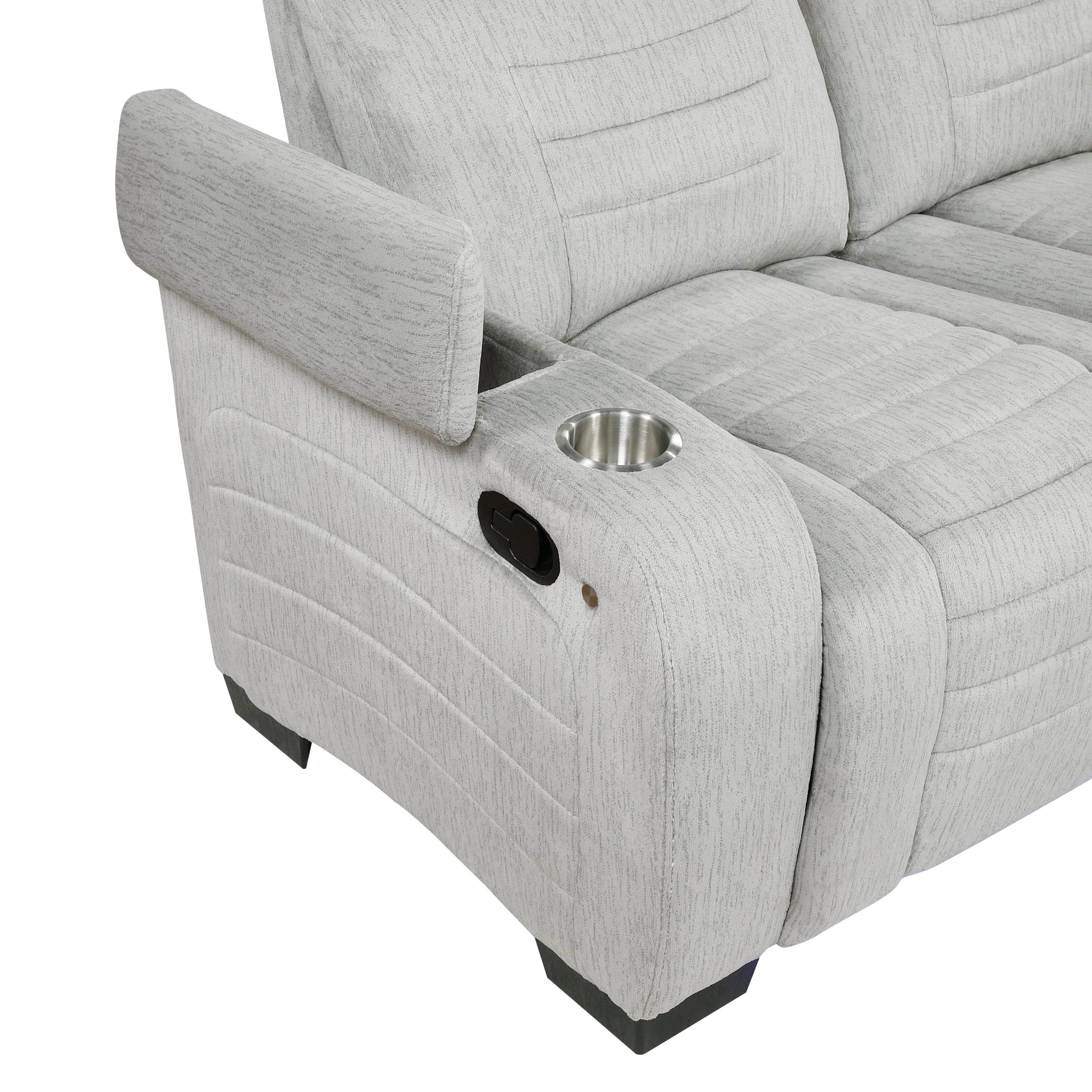 Ronan Light Gray Double Reclining Sofa - Image 9