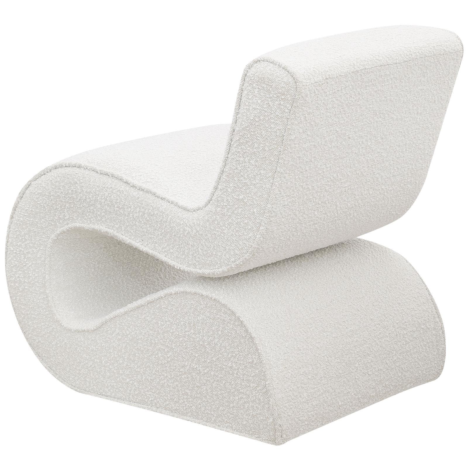Ronea Cream Boucle Upholstered Armless Curved Accent Chair - Image 5