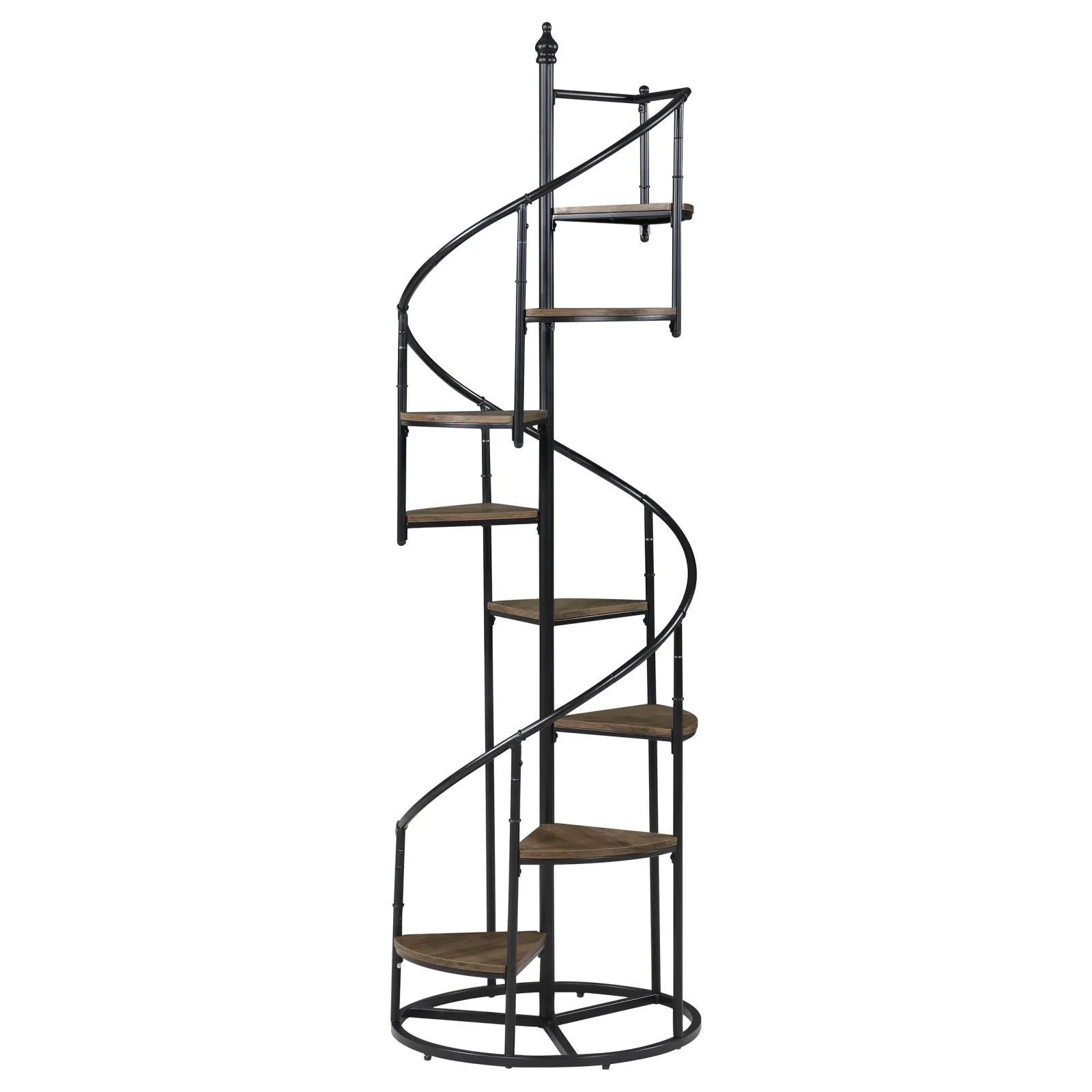Roseglen Rustic Brown/Black 8-Shelf Staircase Bookcase - Image 3