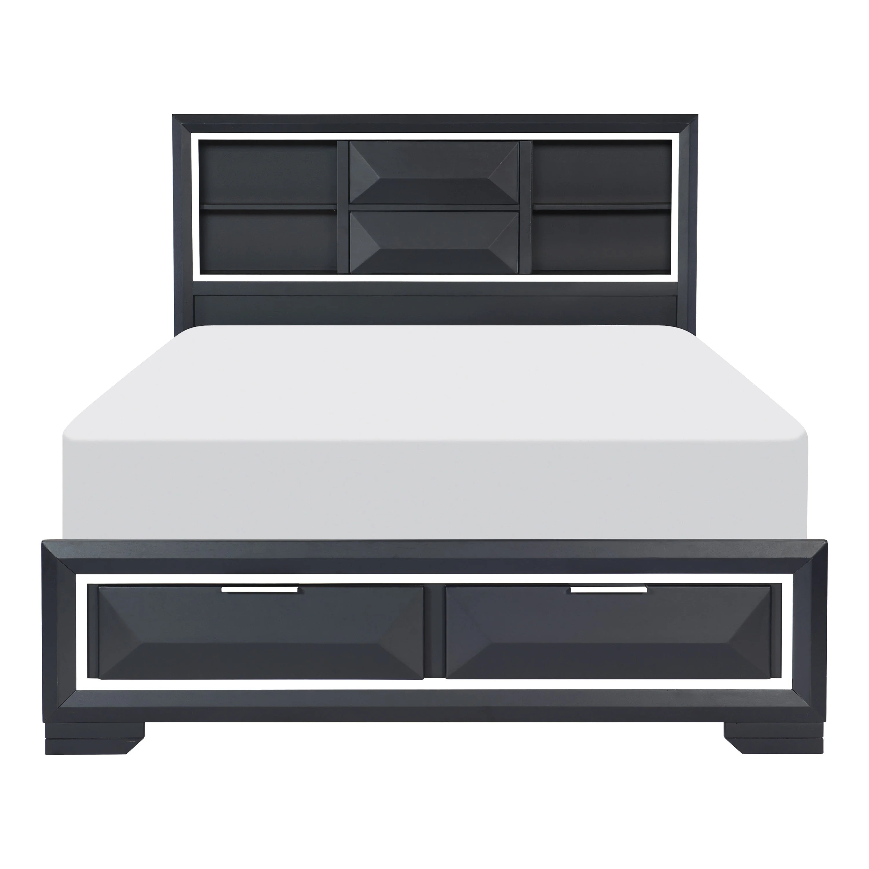 Rosemont Midnight Blue California King Platform Bed with Footboard Storage