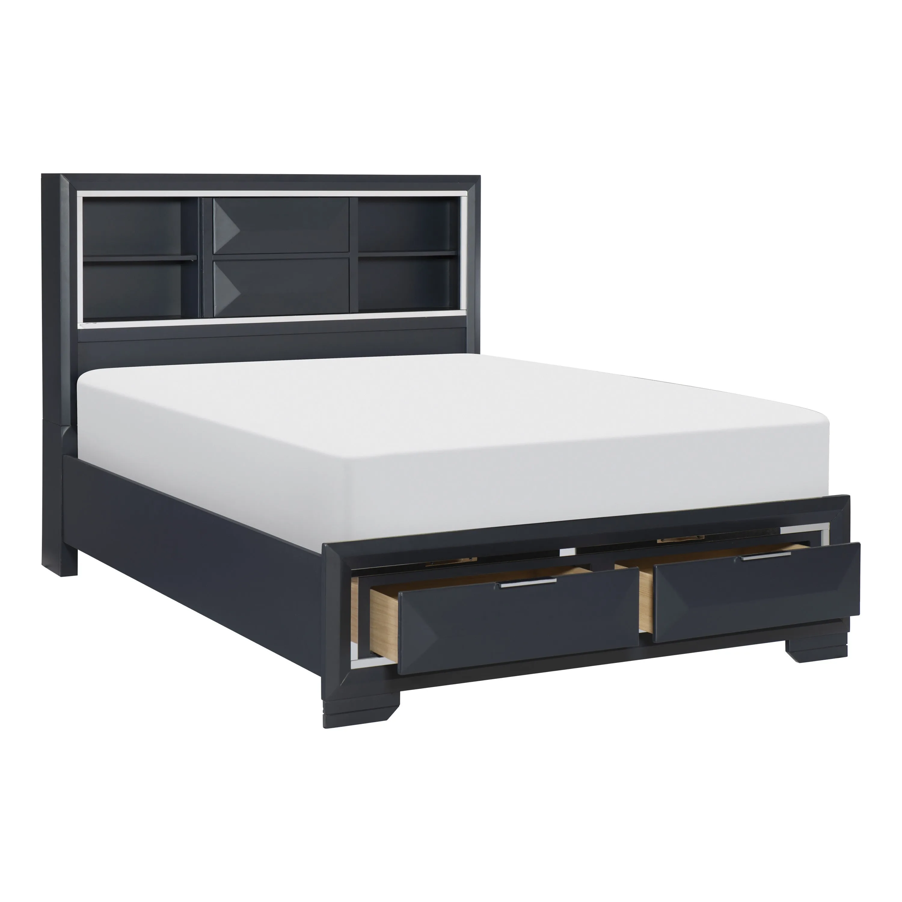 Rosemont Midnight Blue King Storage Platform Bed - Image 4
