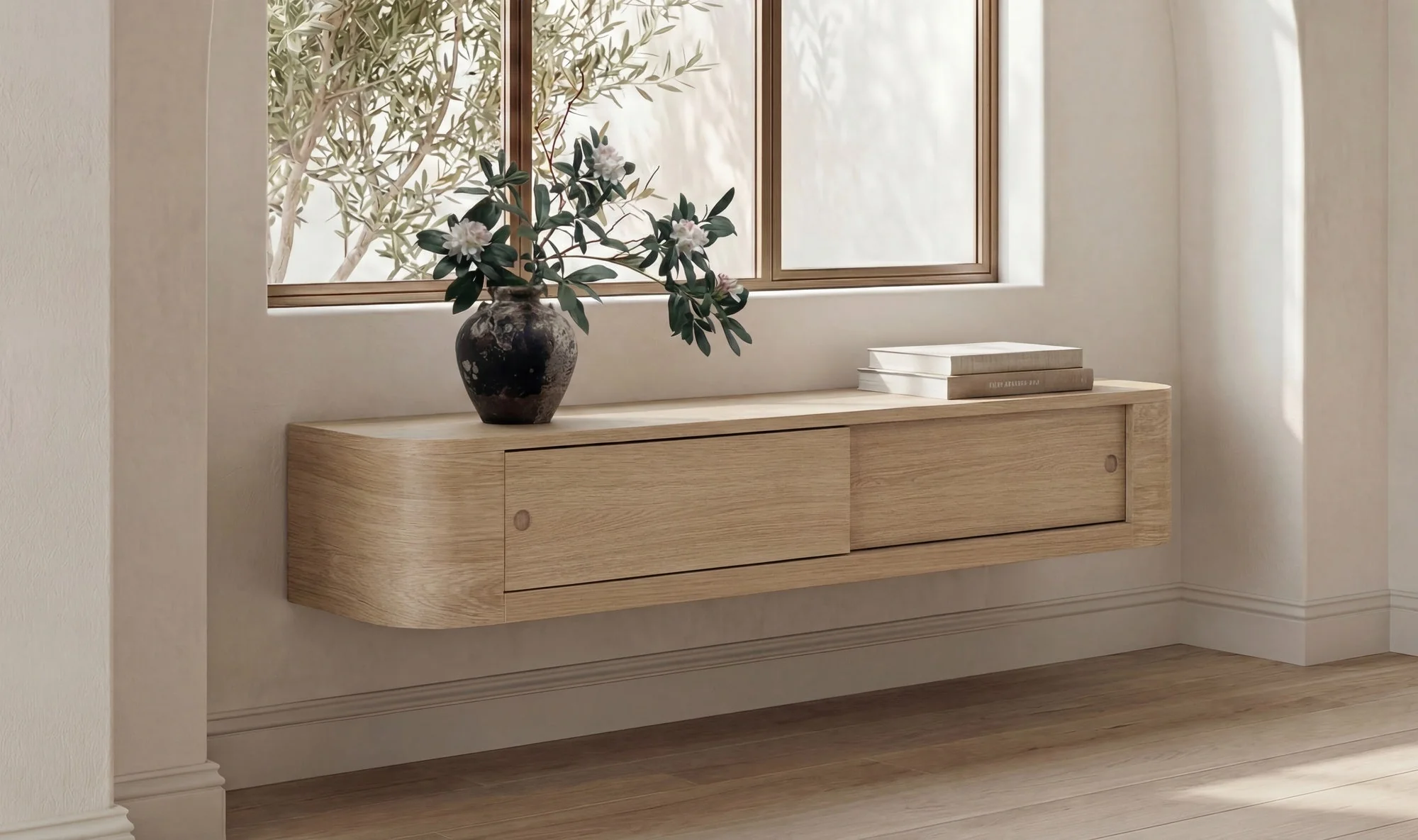 Round Off Floating Console Table Natural - Image 5