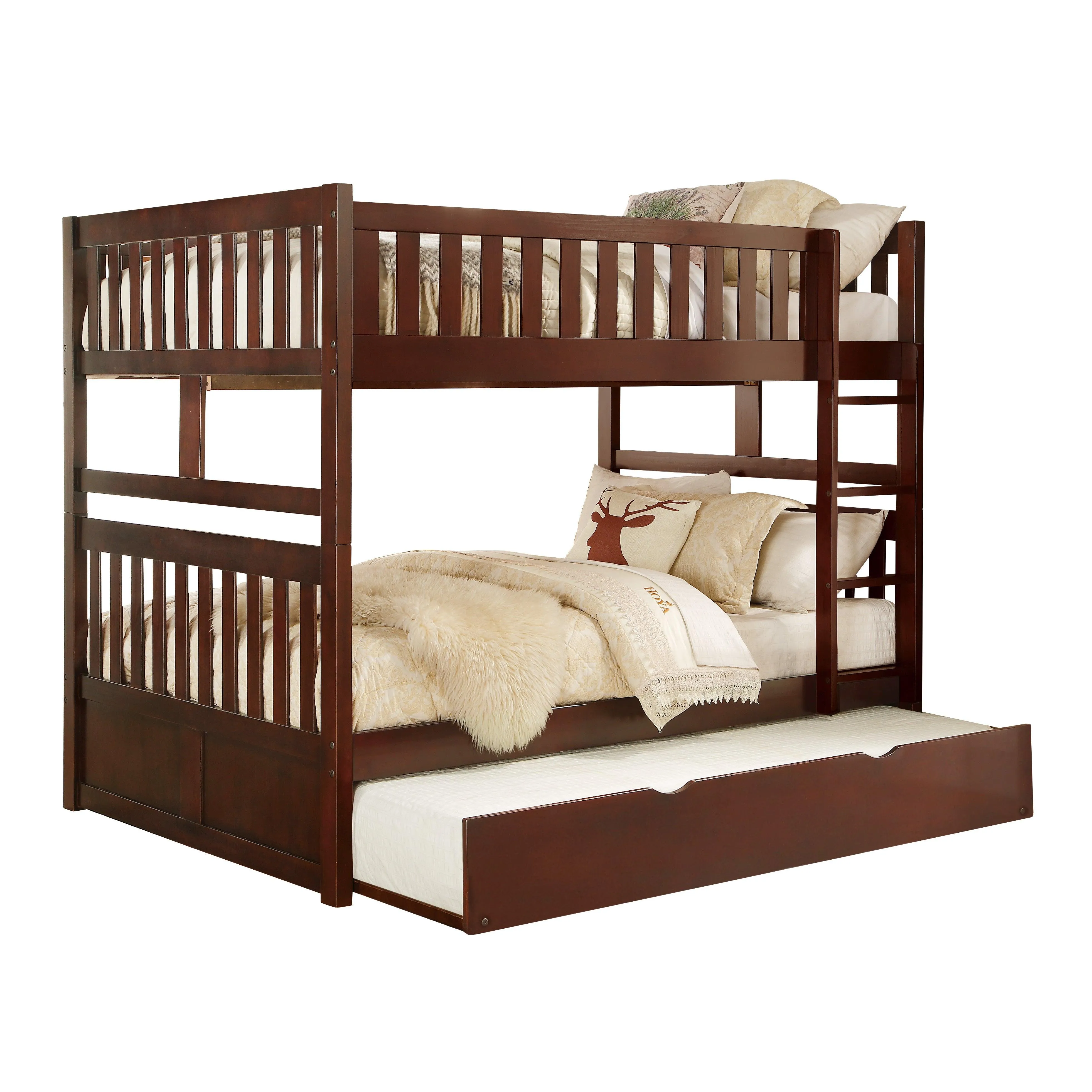 Rowe Dark Cherry Full/Full Bunk Bed with Twin Trundle - Image 3