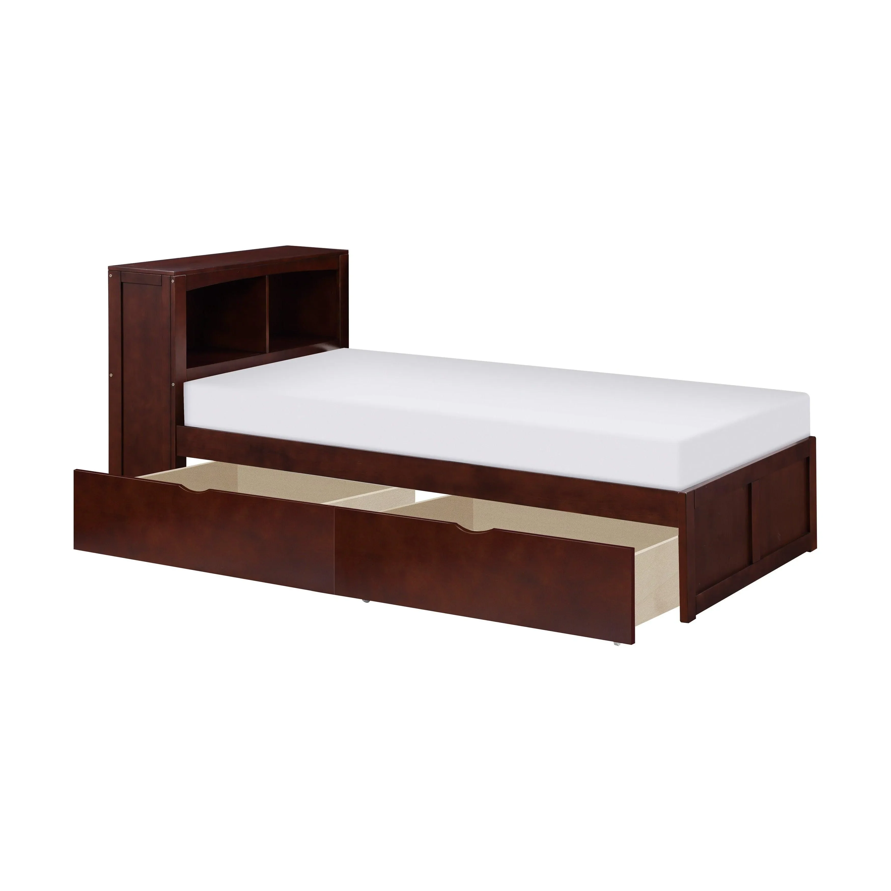 Rowe Dark Cherry Twin Bookcase Bed with Storage Boxes - Image 2