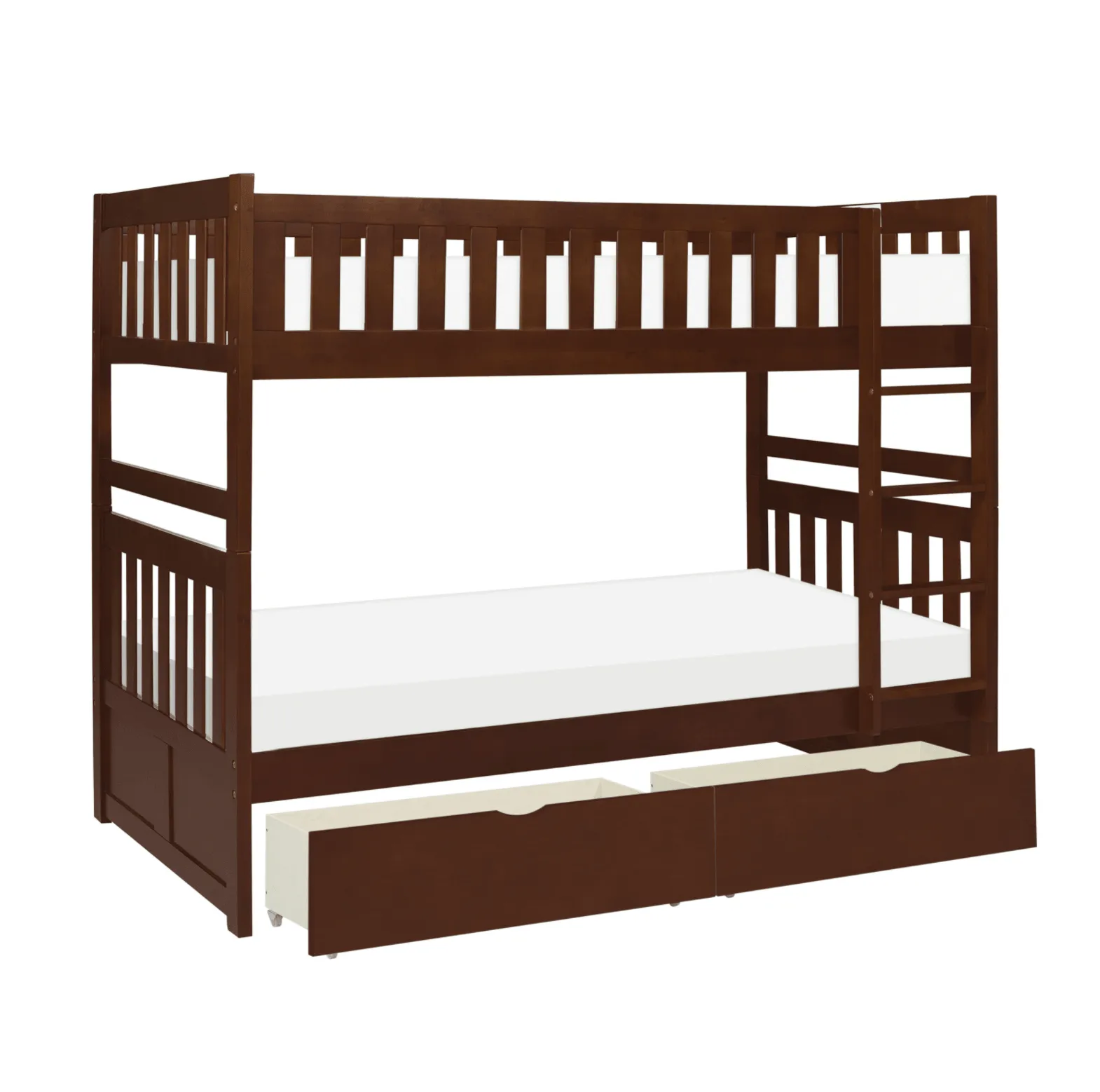 Rowe Dark Cherry Twin/Twin Bunk Bed with Storage Boxes - Image 2