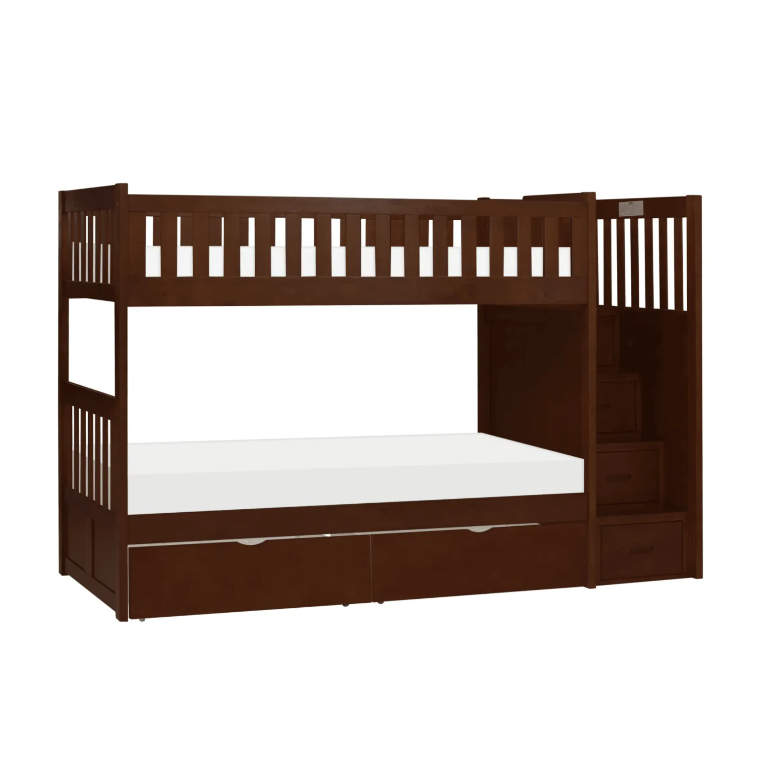 Rowe Dark Cherry Twin/Twin Step Bunk Bed with Storage Boxes - Image 4