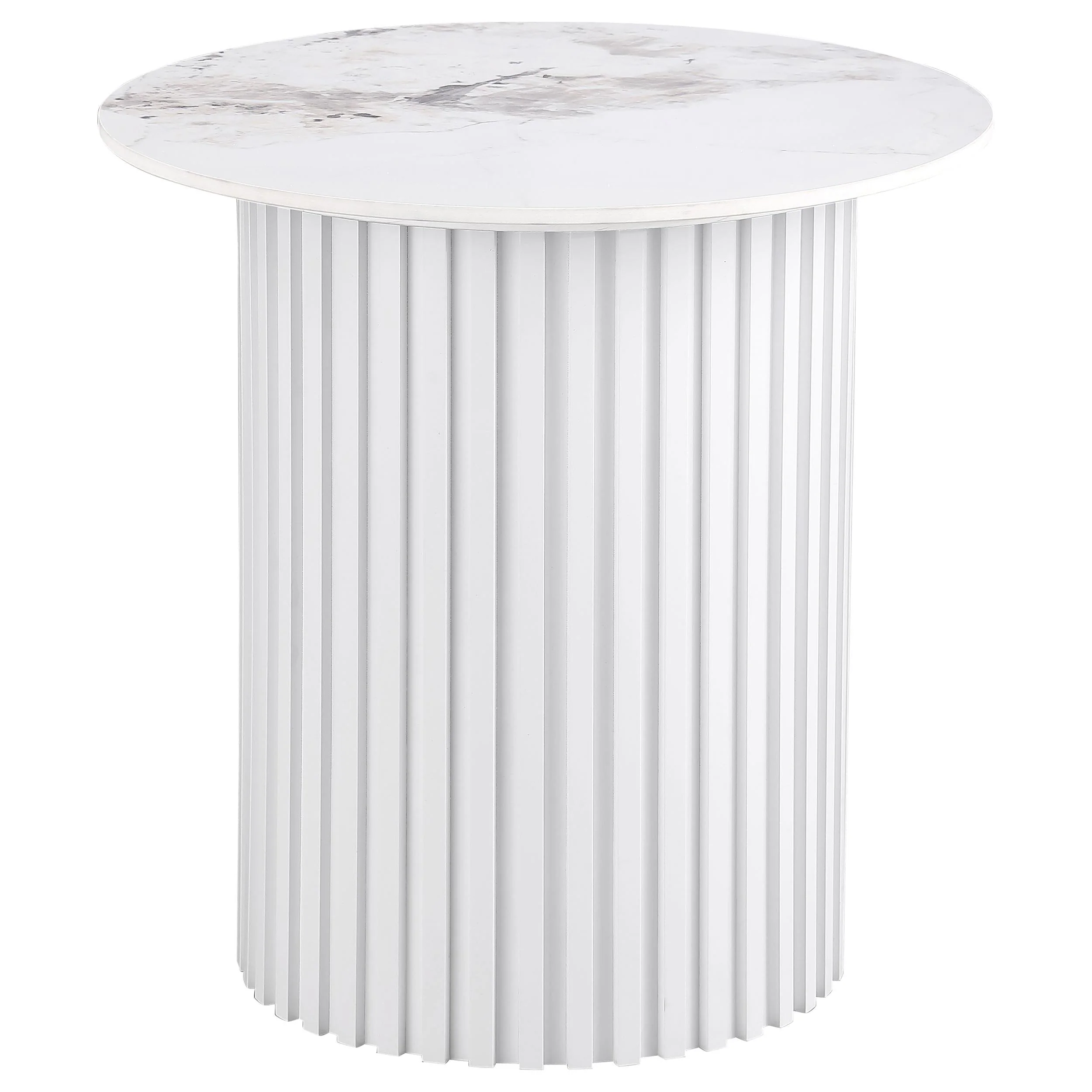 Rowena White 2-Piece Faux Marble Coffee and End Table Set - Image 3