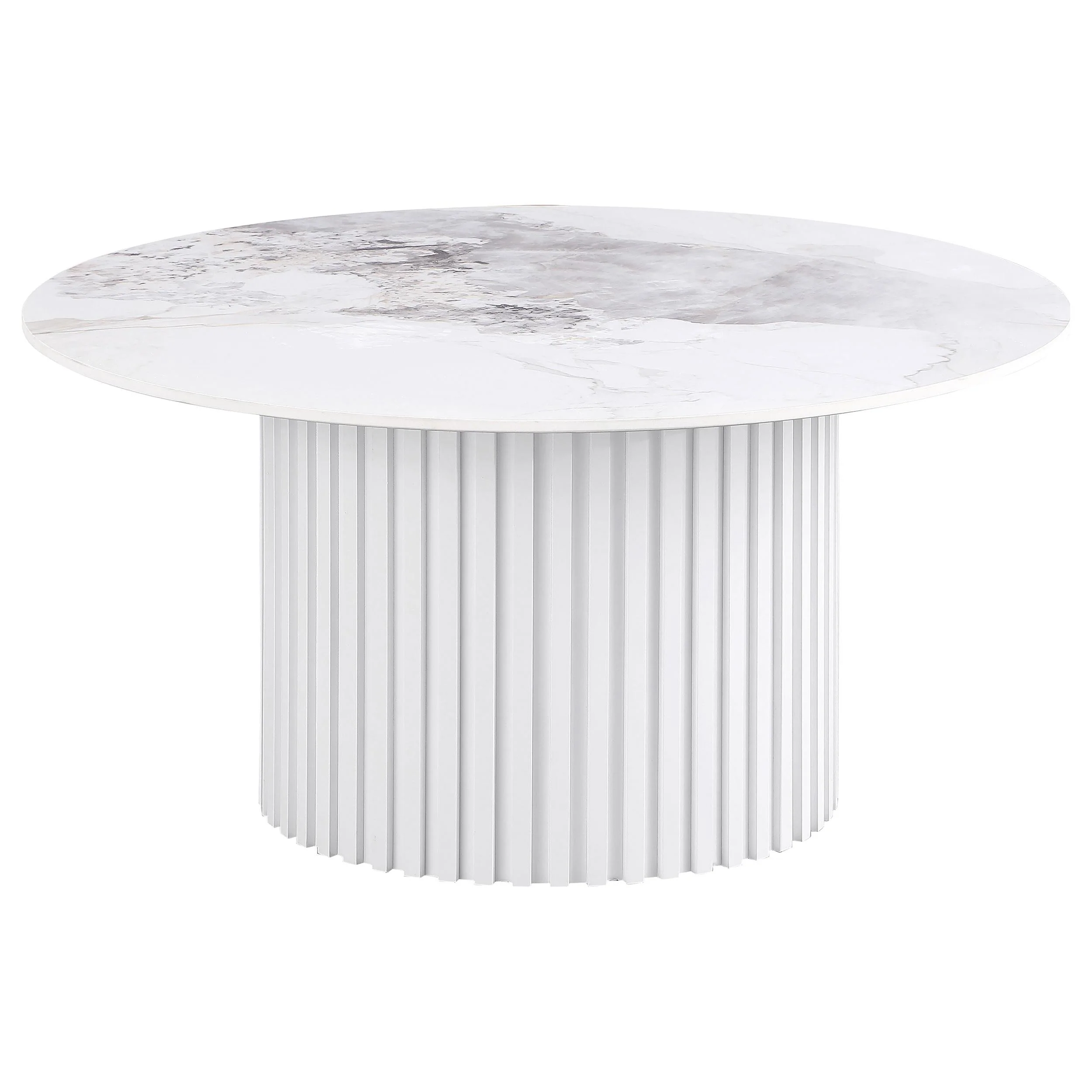 Rowena White 3-Piece Faux Marble Coffee and End Table Set - Image 4
