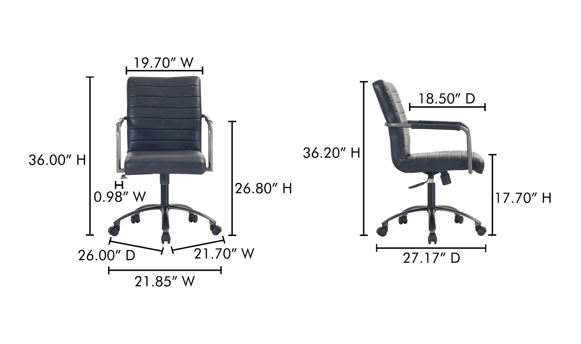 Roy Office Chair Black Leather - Image 9