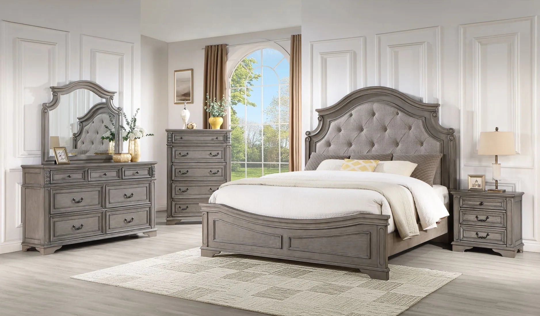 Royal Antique Gray Queen Bedroom Set