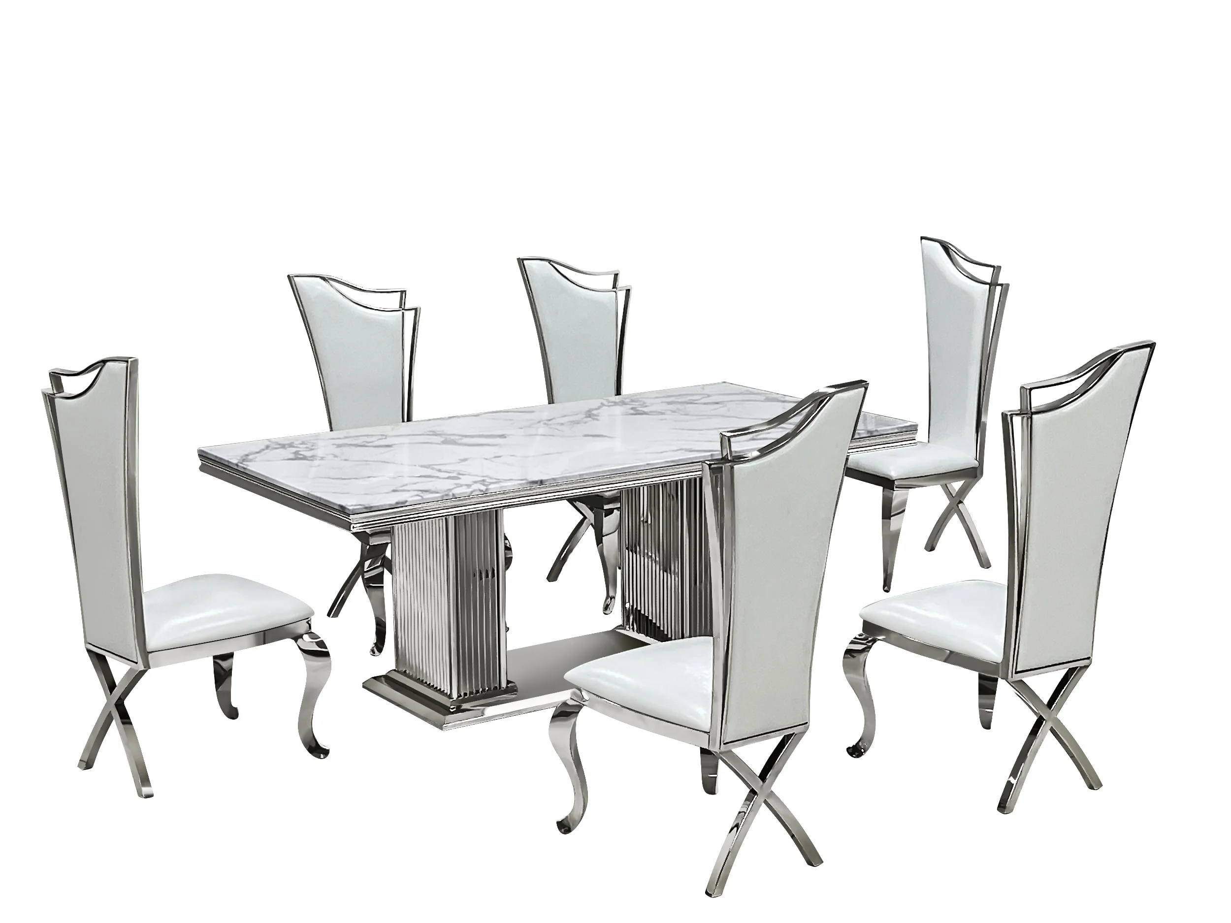 Royal Elegance Silver/White Dining Chairs Set of 2 - Image 3