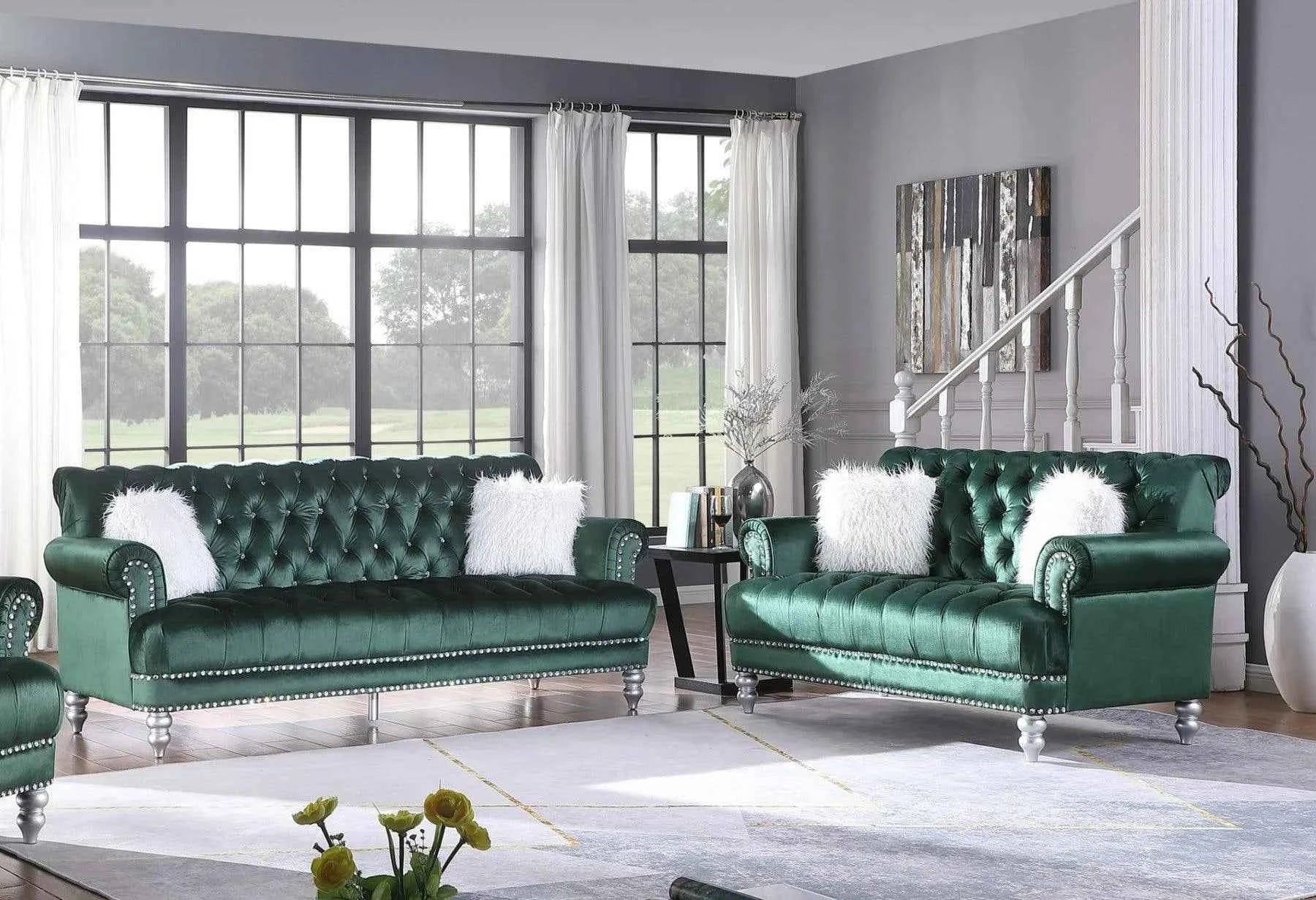 Royal Green Sofa & Loveseat