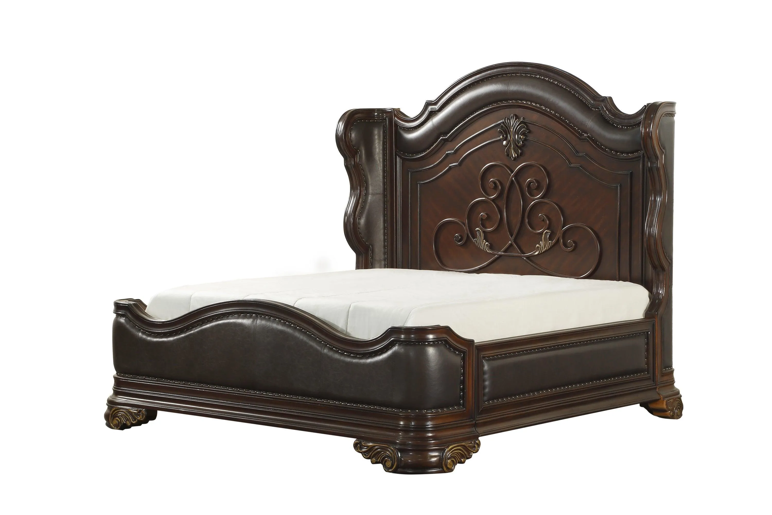 Royal Highlands Rich Cherry Upholstered Panel Bedroom Set - Image 2