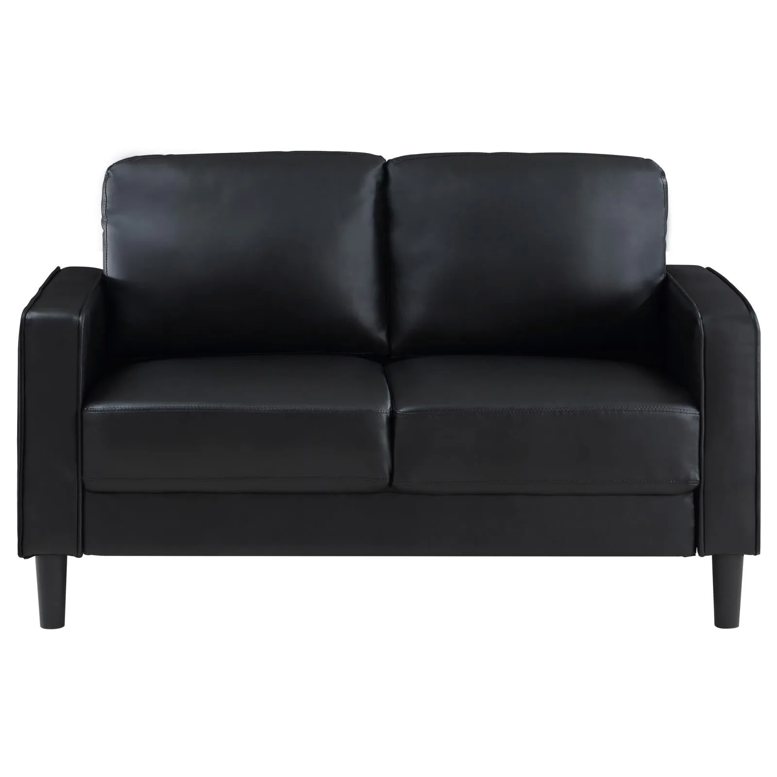 Ruth Black Upholstered Track Arm Faux Leather Living Room Set - Image 10