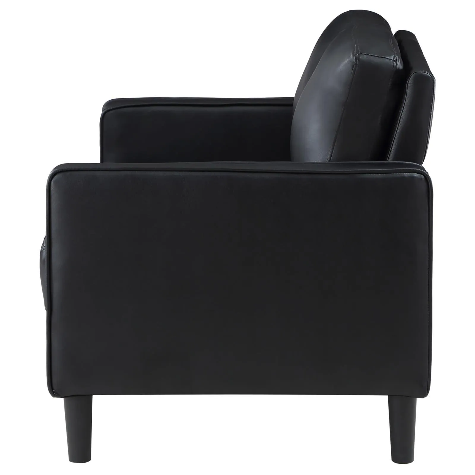 Ruth Black Upholstered Track Arm Faux Leather Loveseat - Image 5