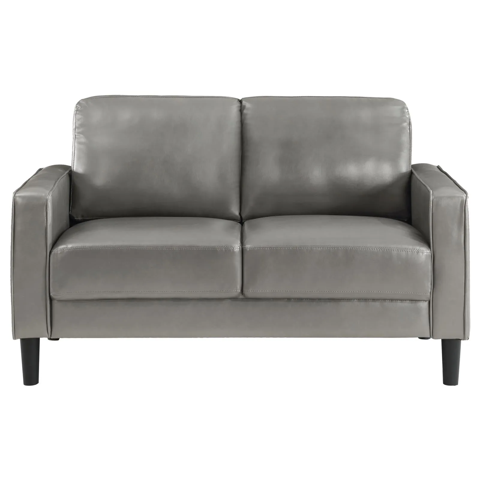 Ruth Gray Upholstered Track Arm Faux Leather Living Room Set - Image 10